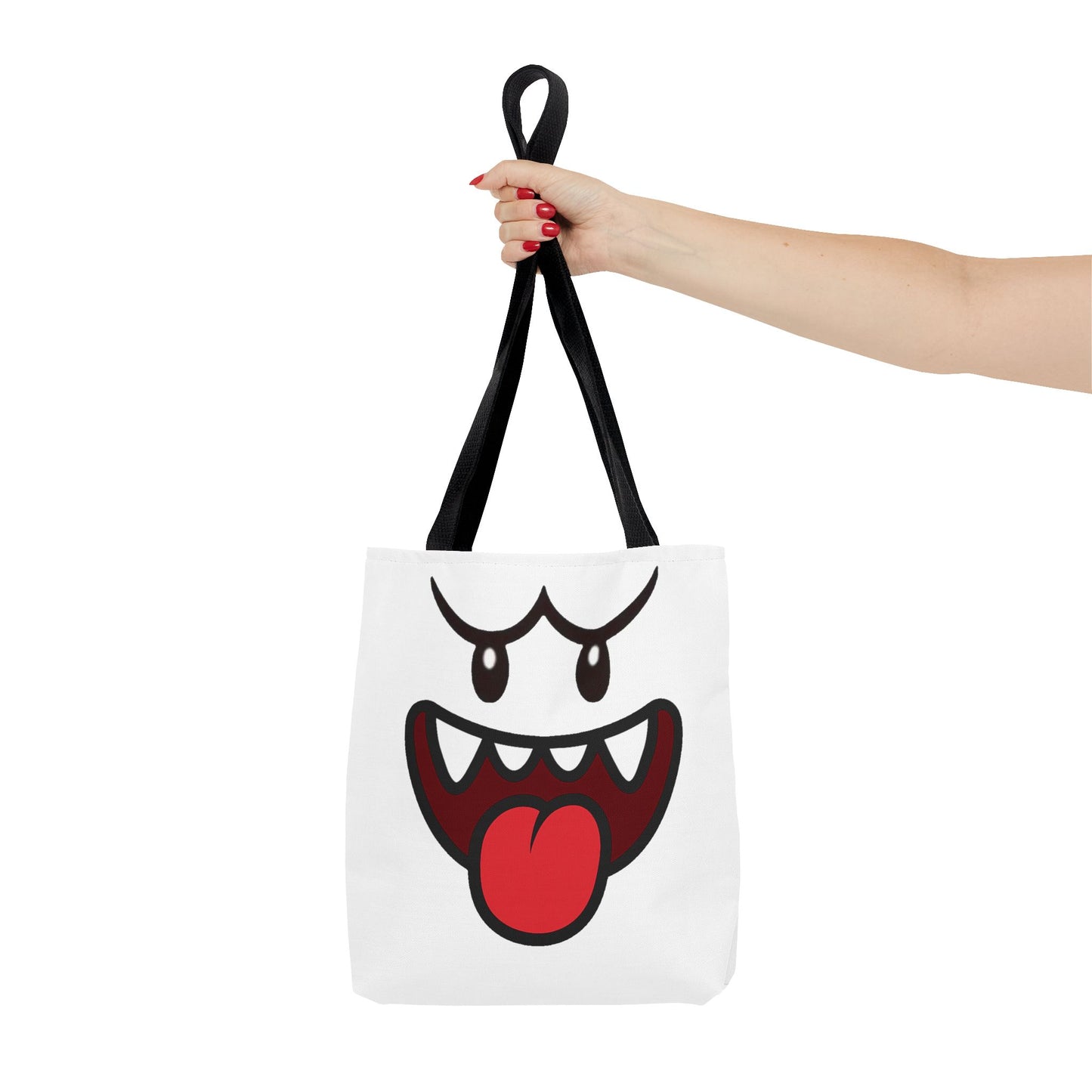 Funny Ghost Face Tote Bag, Spooky Halloween Shopping Bag, Creepy Cute Gamer Tote, Novelty Reusable Canvas Bag, Horror Themed Trick or Treat Bag