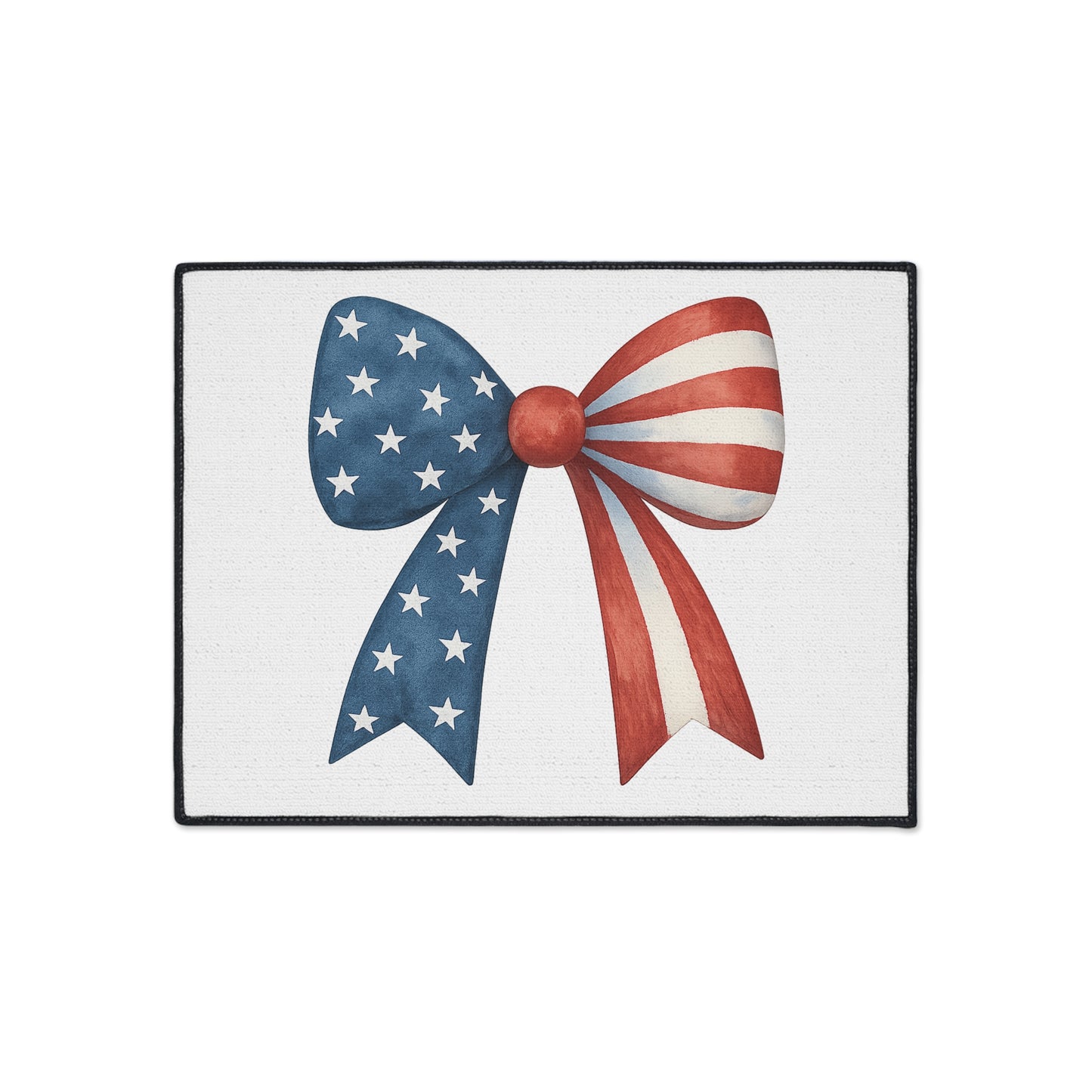 Patriotic Bow Door Mat | 4th of July Mat | American Flag Doormat | USA Stars Stripes Rug | July 4th Entryway Decor | Red White Blue Rug
