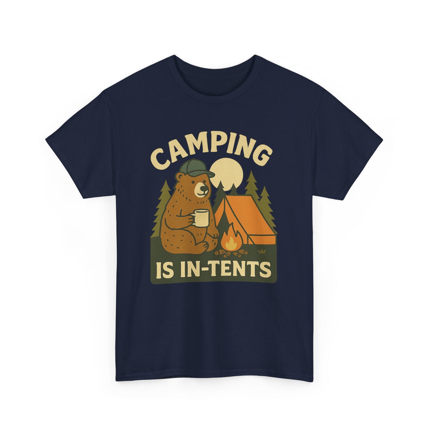 Camping Is In-Tents Funny Bear Camping Tee - Cute Outdoorsy Pun Shirt - Retro Campfire Graphic, Nature Lover Gift, Unisex Adventure Apparel