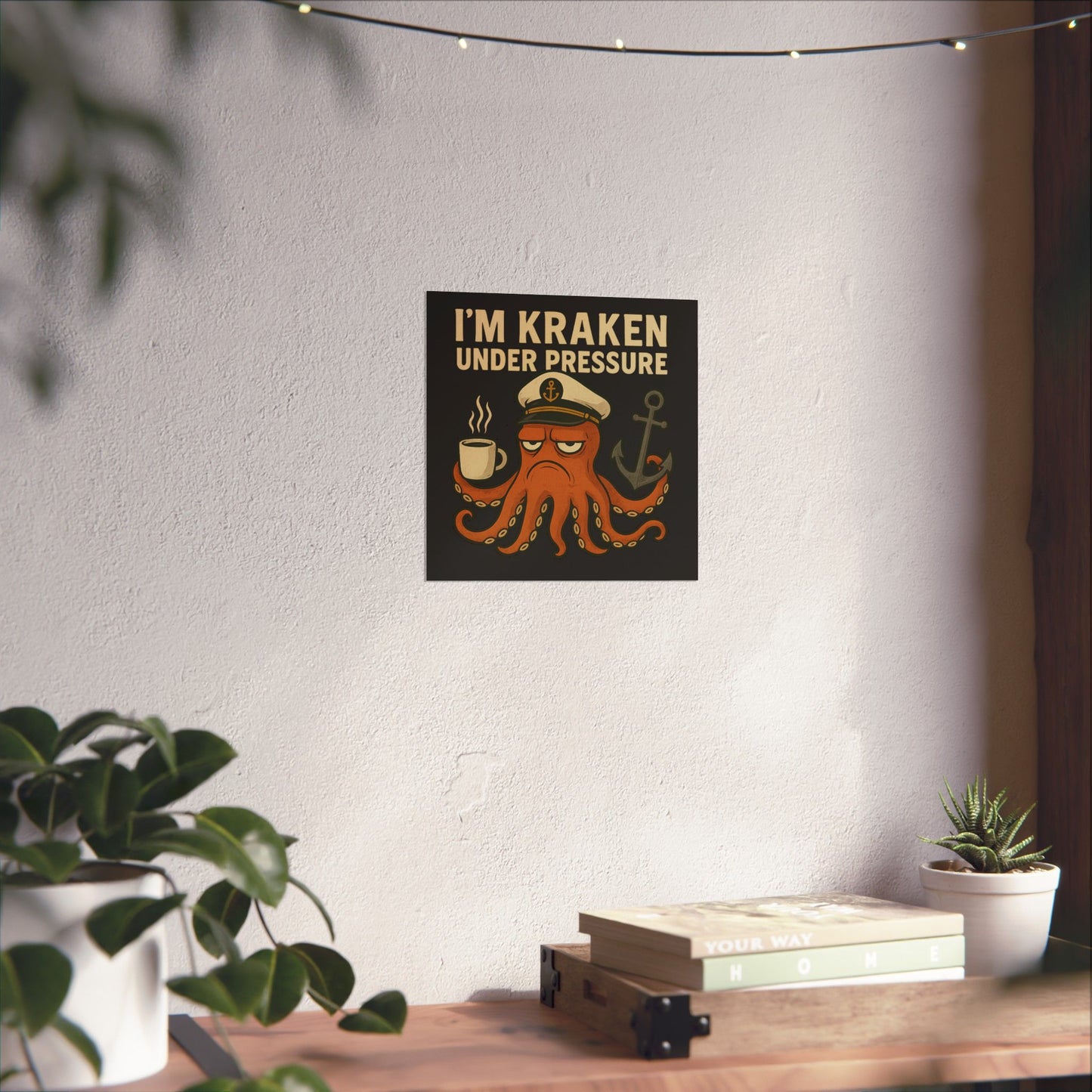 Vertical Poster with Stressed Octopus Design Nautical Decor Ocean Themed Poster Modern Home Decor Funny Poster