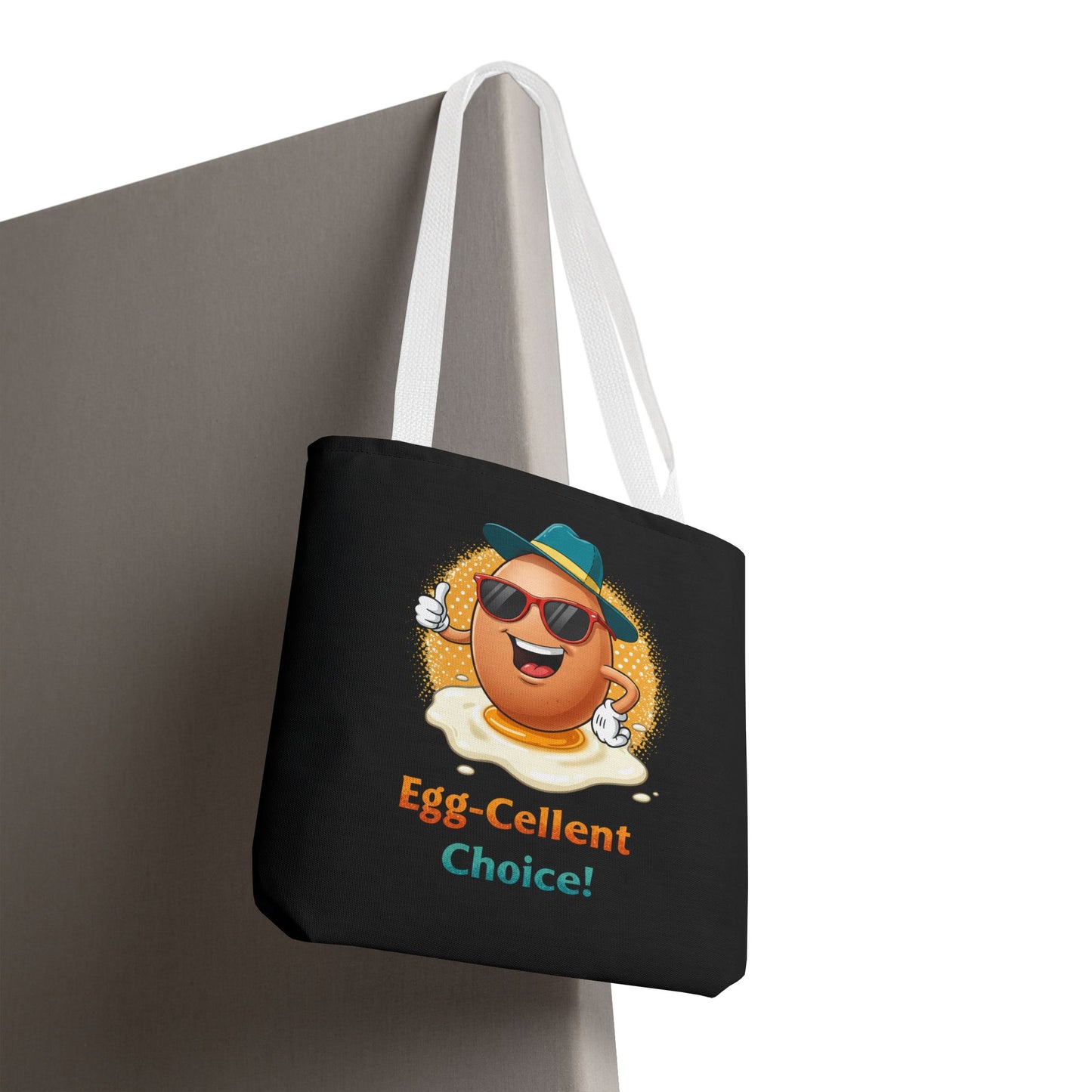 Tote Bag: Egg-Cellent Choice Thumbs Up Pun Design
