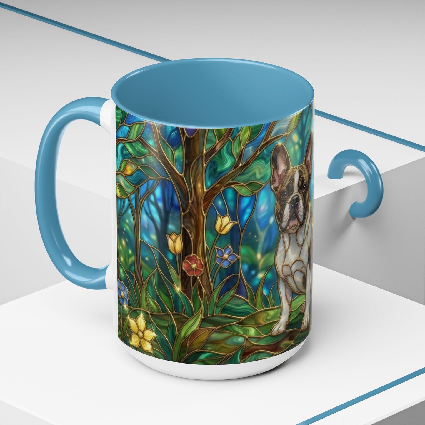 Stained Glass French Bulldog Mug, Frenchie Coffee Mug, Colorful French Bulldog Art Cup, Dog Mom Gift, Pet Lover Mug, Unique Frenchie Gift
