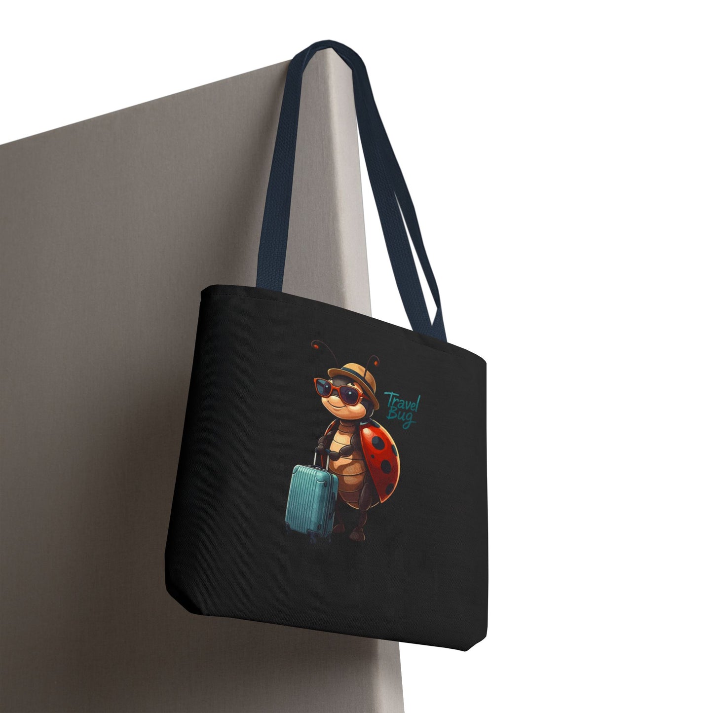 Travel Bug Tote Bag | Cute Ladybug with Suitcase Art Tote – Whimsical Travel Accessory, Aesthetic Canvas Bag | Gift for Travelers