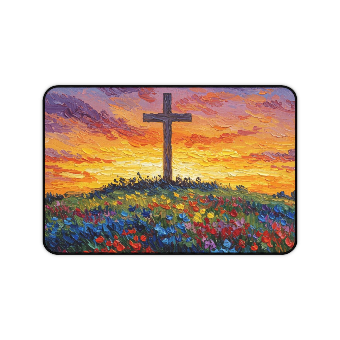 Desk Mat Van Gogh Style Cross Mouse Pad Christian Mouse Pad Cross Desk Mat Spiritual Decor