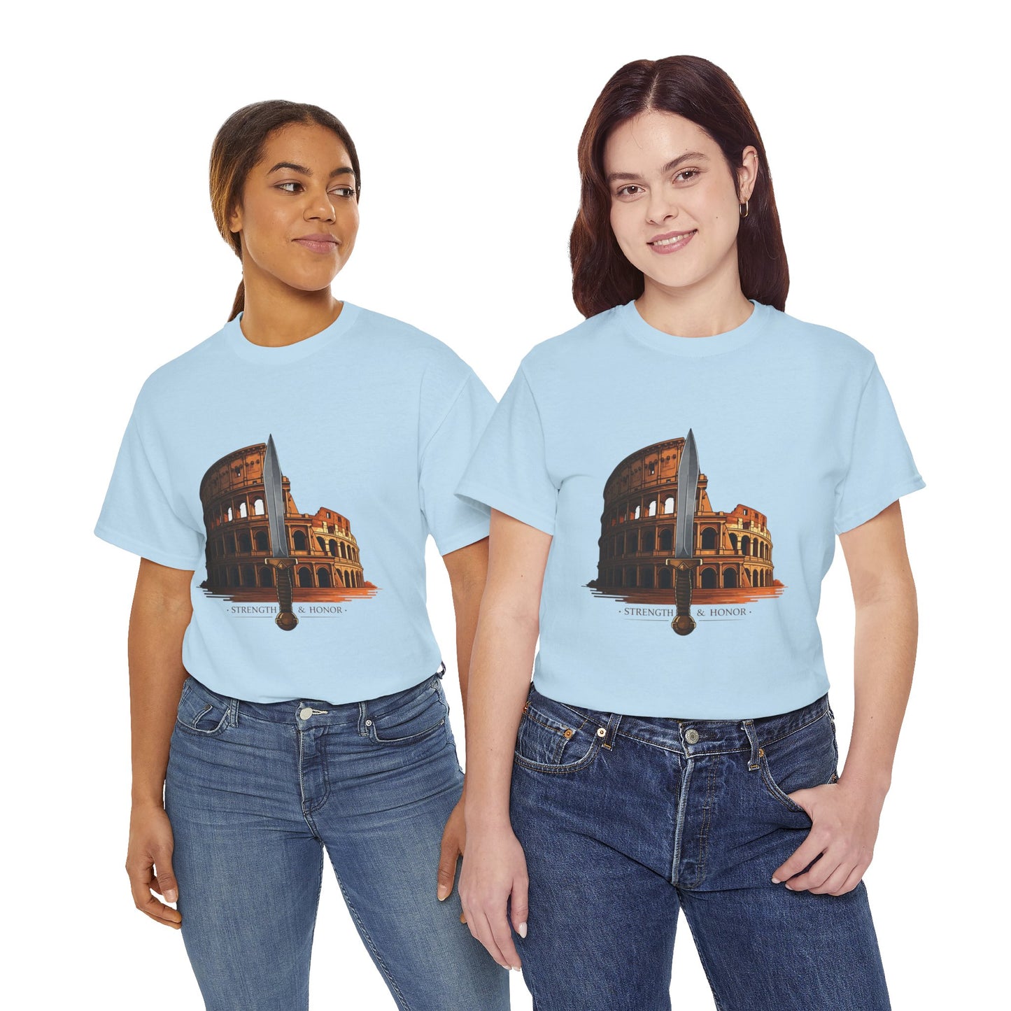 Strength & Honor Gladiator Shirt – Roman Colosseum Sword Graphic Tee – Ancient Rome History T-Shirt for Gladiator & Travel Fans