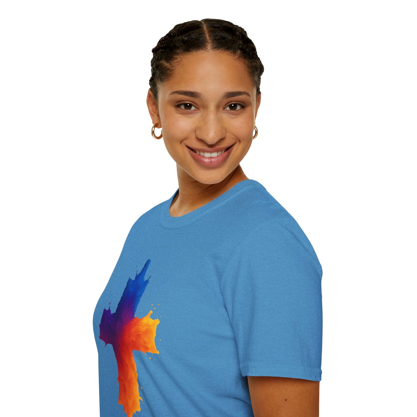Colorful Abstract Cross T‑Shirt | Bold Grunge Paint Splatter Christian Tee | Unique Vibrant Gift | Inspirational Faith Graphic Shirt