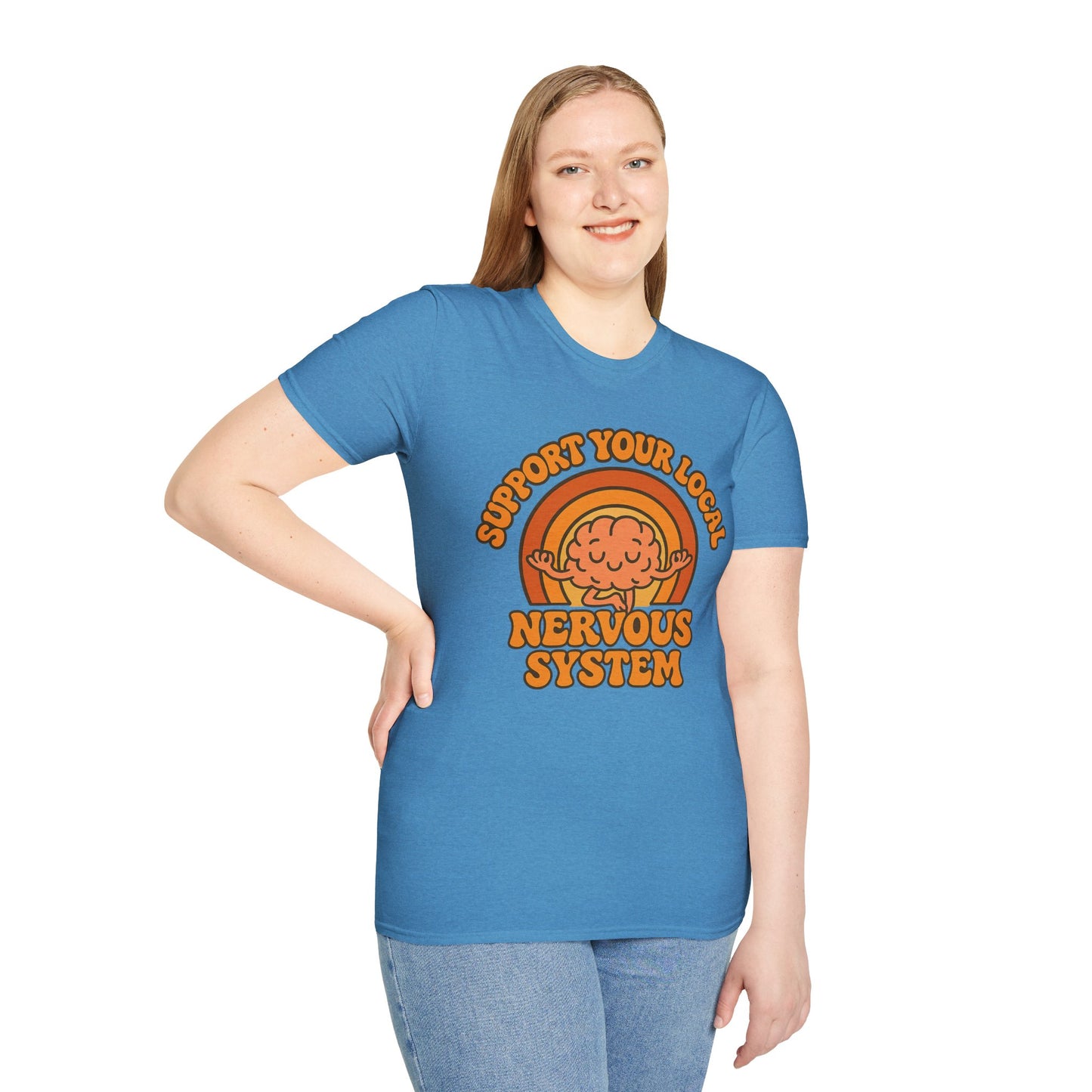 Support Your Local Nervous System T-Shirt | Funny Brain Tee, Neurodiversity Gift, Mental Health Humor Shirt, Science Geek Retro Tee