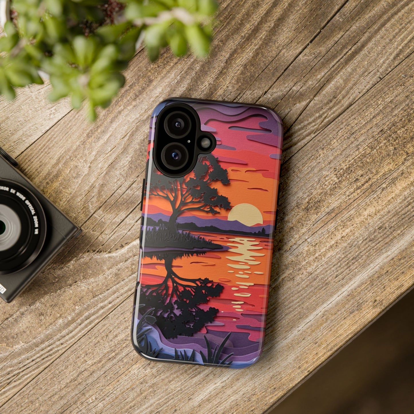 iPhone Case - Colorful Paper Art Sunset Design