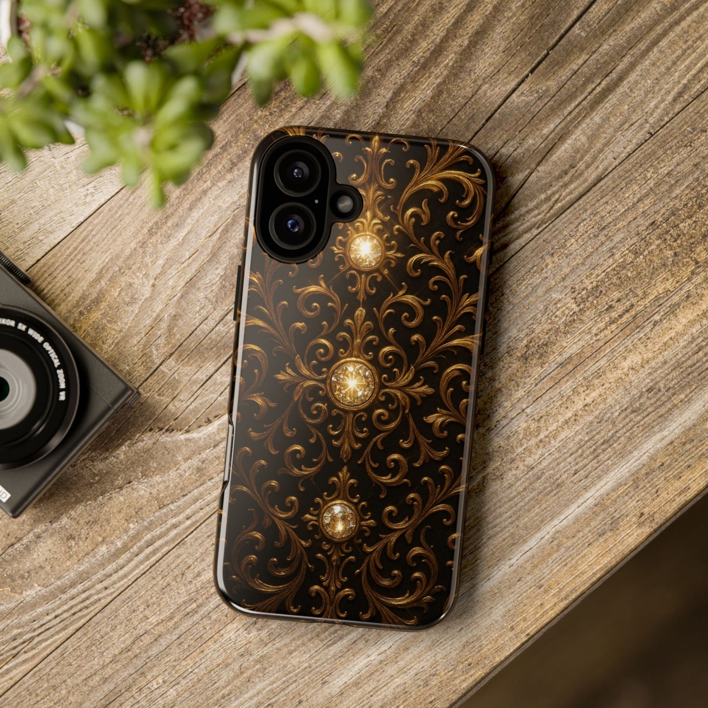 Baroque iPhone Case β Elegant Gold Floral Scroll Design for iPhone 16, 15, 14, 13, Pro Max & More