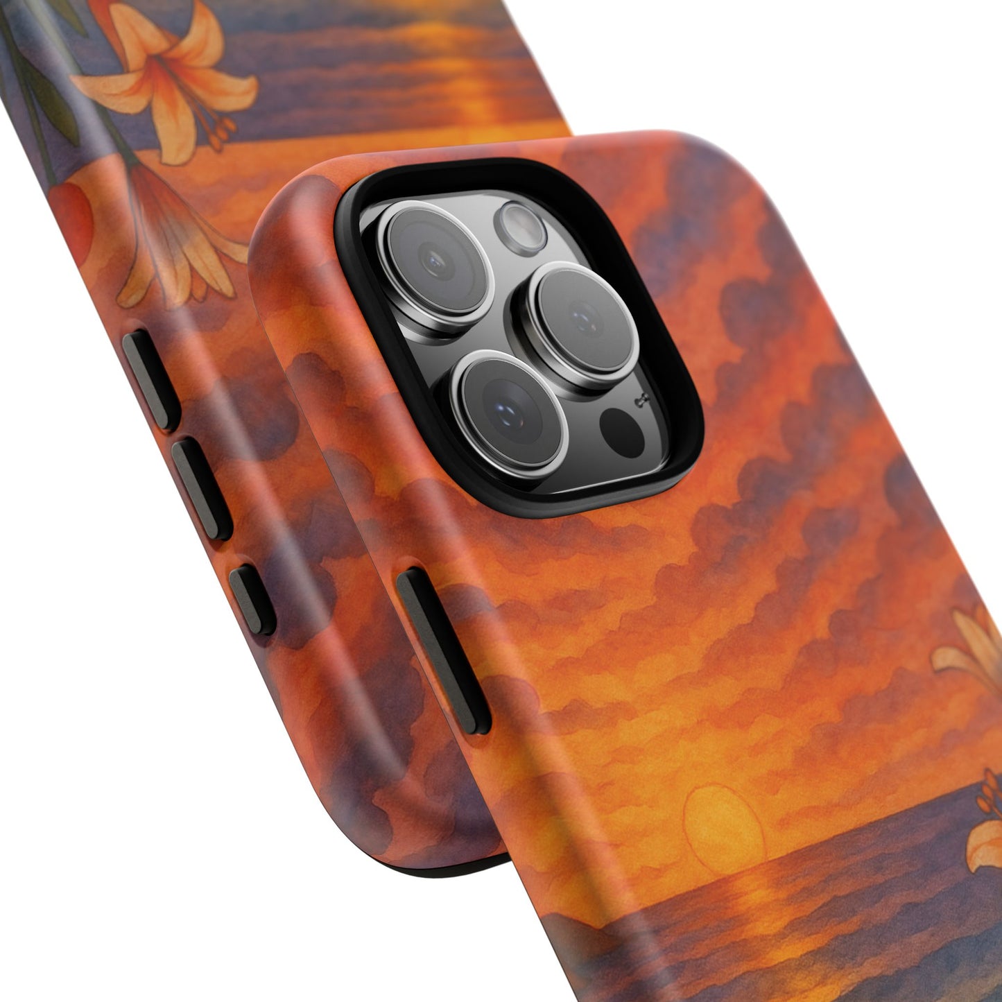 iPhone Case - Floral Ocean Sunset Watercolor Tough Case Nautical Phone Case Beach iPhone Case Ocean Sunset Theme