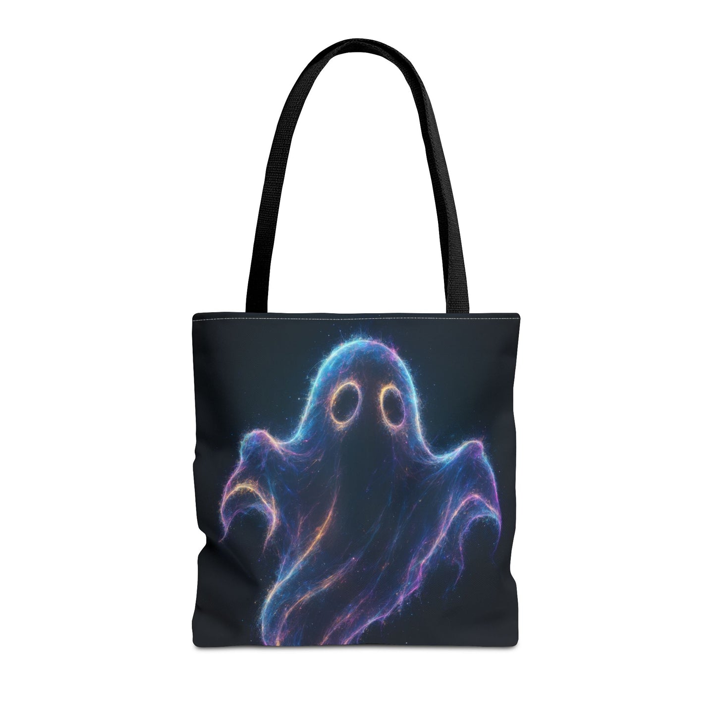 Neon Ghost Tote Bag, Spooky Halloween Canvas Tote, Glowing Cosmic Ghost Design Bag, Reusable Trick Or Treat Tote, Gothic Gift Accessory