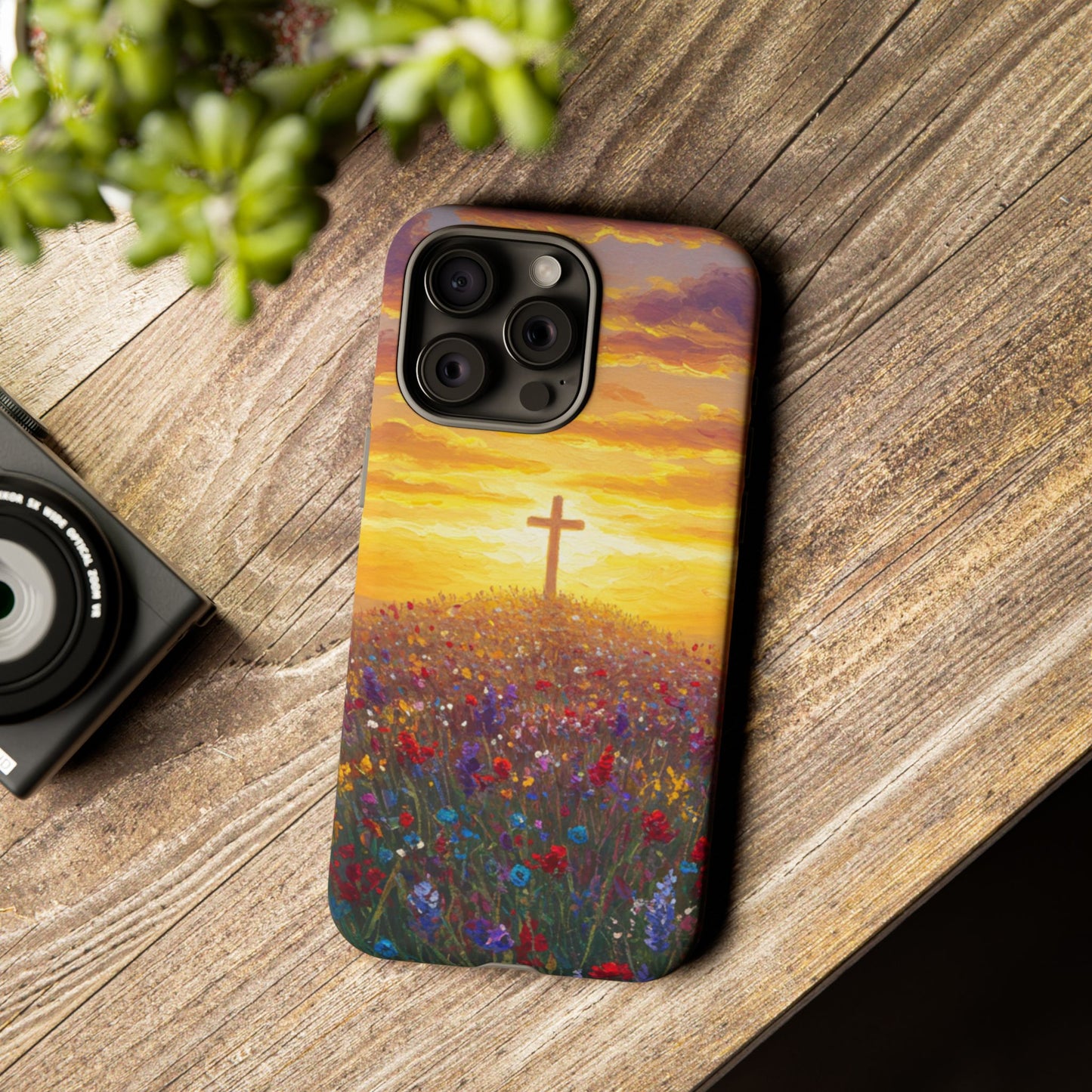 iPhone Case: Monet Style Cross Phone Case Christian Case Inspirational iPhone Case Spiritual Phone Case