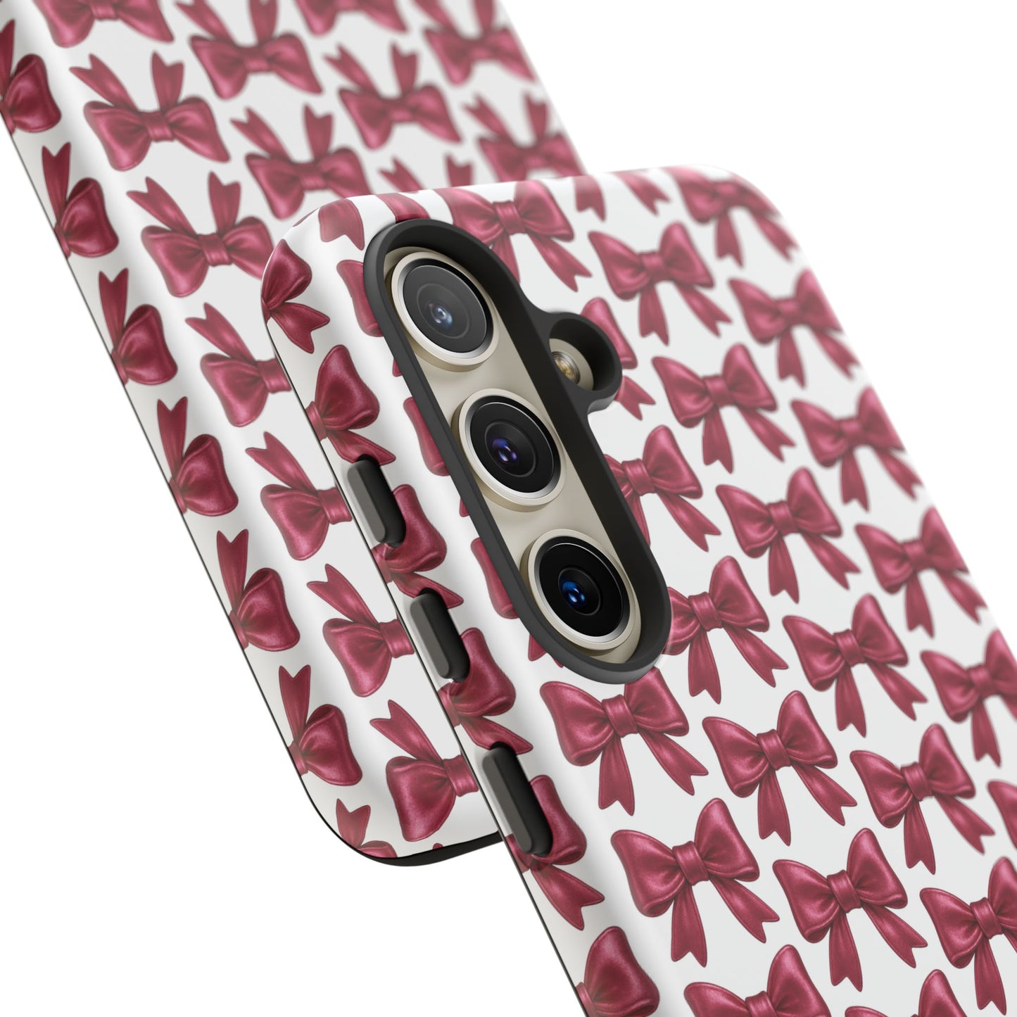 Coquette Samsung Case - Burgundy Bow Pattern Phone Cover, Girly Soft Aesthetic Gift, Cute Galaxy Case for Her