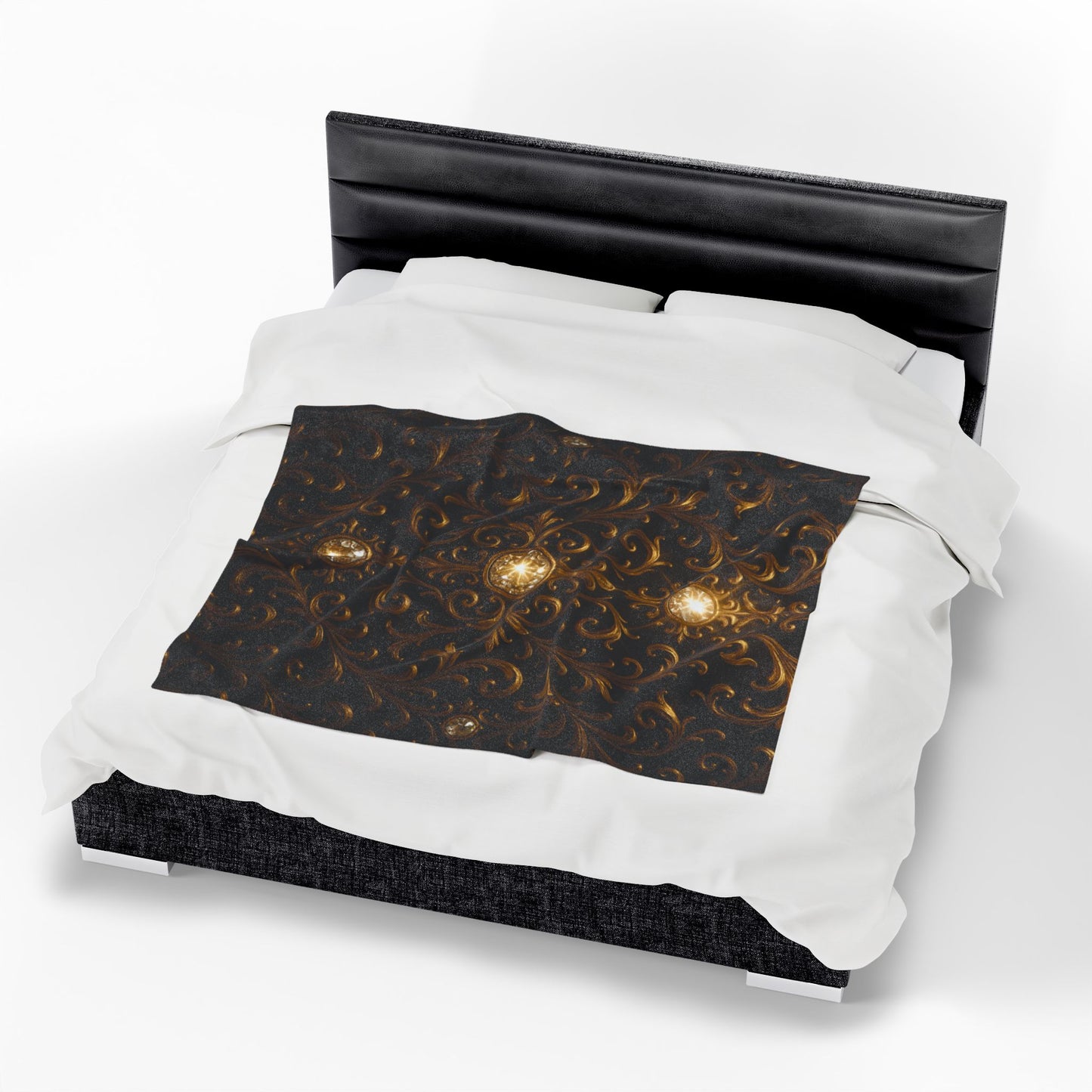 Luxury Black Gold Blanket Baroque Style Throw Gothic Glam Bedding Decor Elegant Soft Plush Blanket Celestial Star Blanket Gift