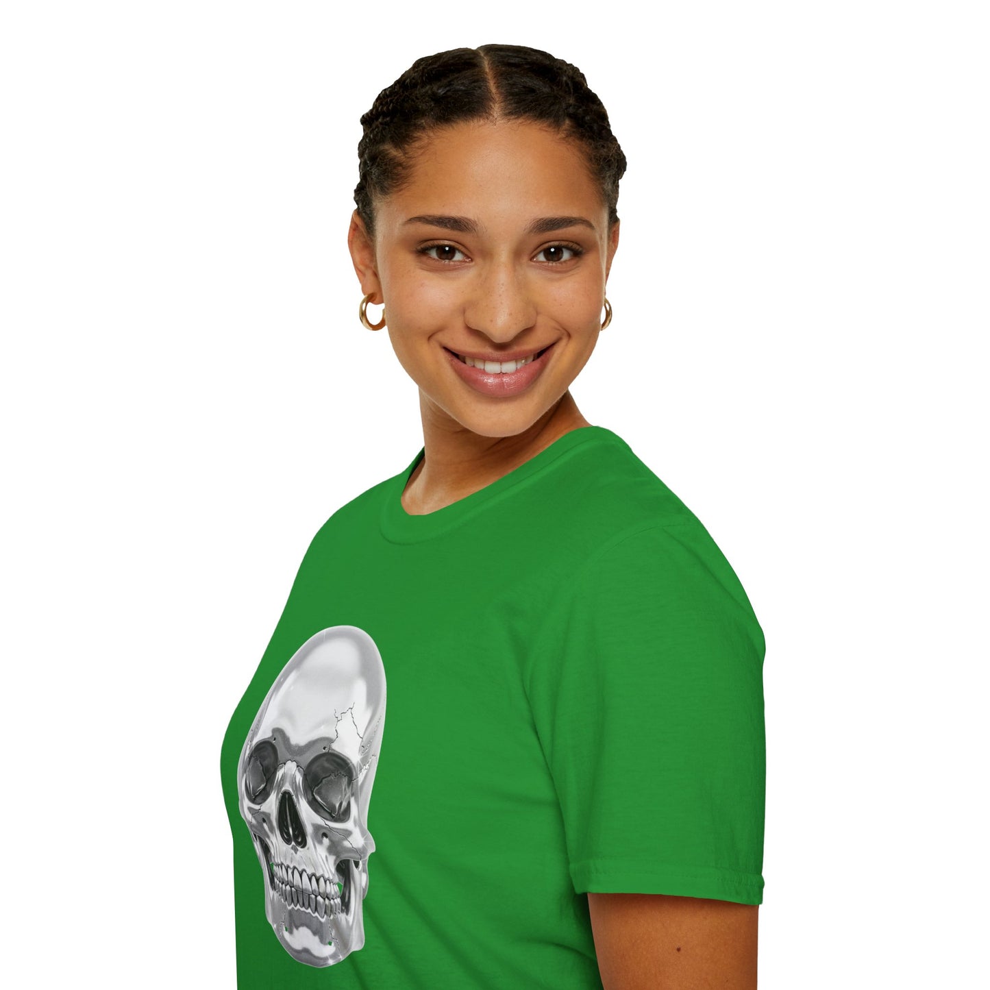Chrome Skull Graphic Tee - Edgy Metallic Skull Shirt - Retro Rock Vibe, Dark Aesthetic, Unisex Cool Gift - Trendy Fashion Statement Top