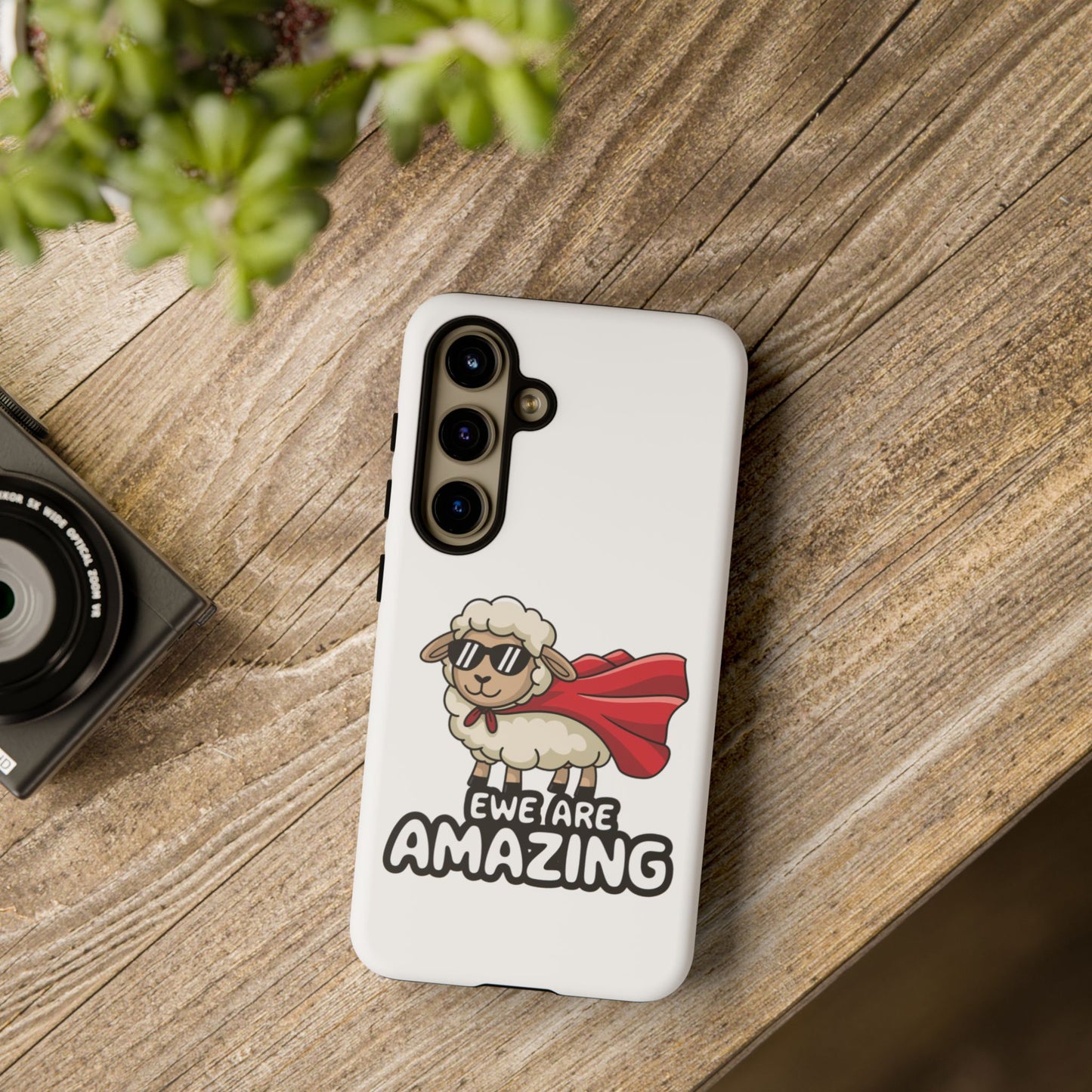Funny Samsung Case - Cute Sheep Phone Cover - "Ewe Are Amazing" Gift for Her or Him - Animal Pun Superhero Case - Samsung Case