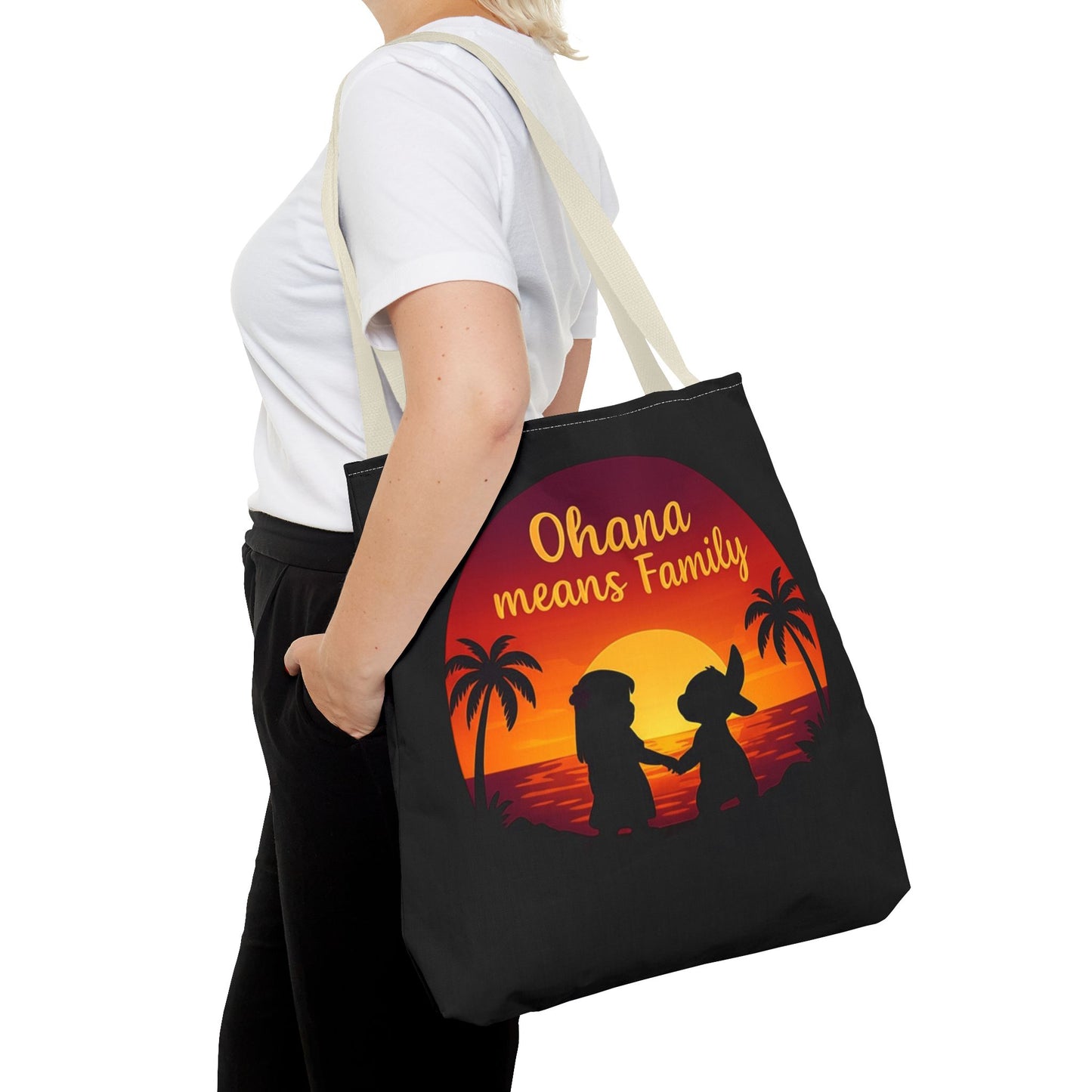 Ohana Means Family Tote Bag – Lilo and Stitch Inspired Bag, Hawaiian Quote, Disney Aesthetic Gift, Reusable Grocery or Beach Bag