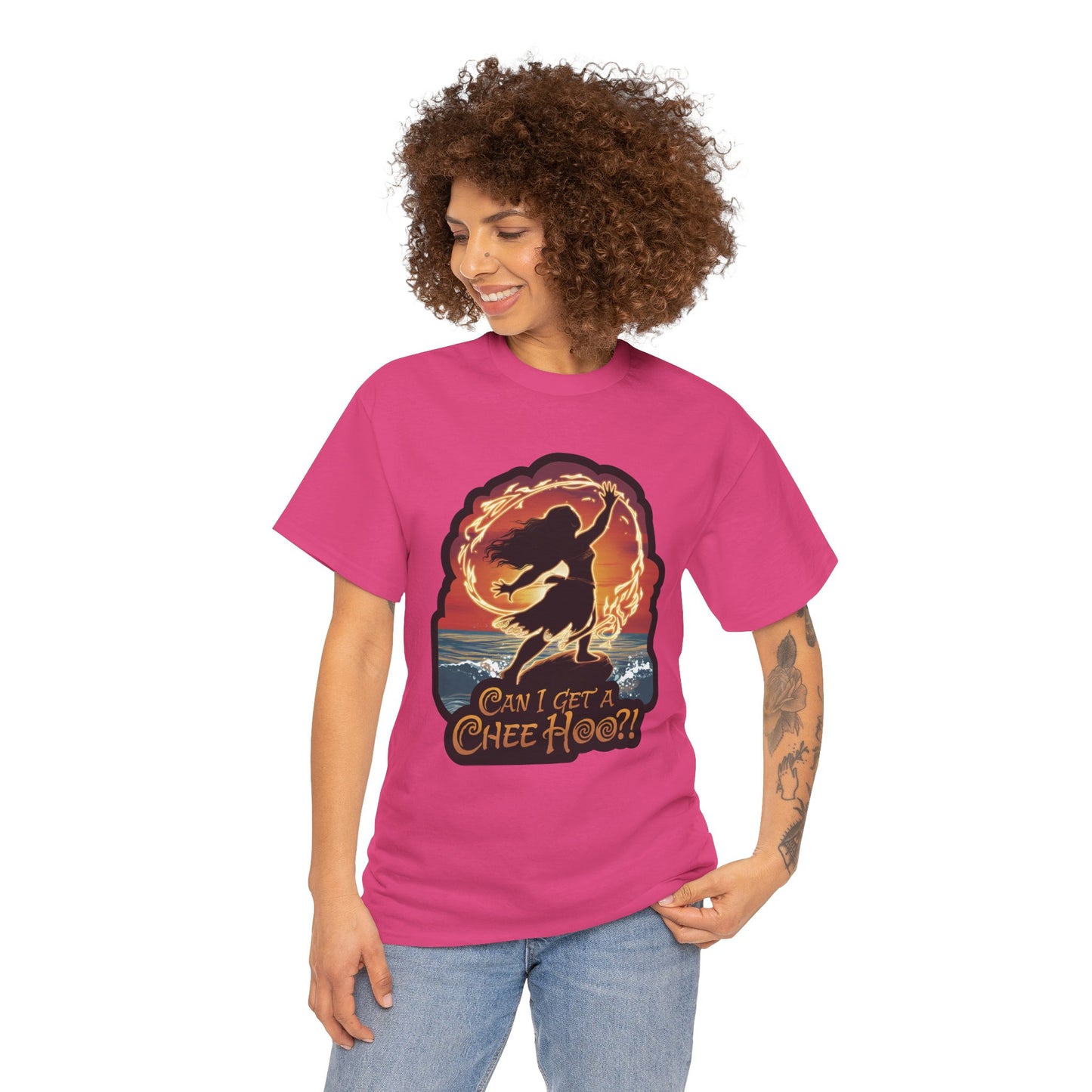 Can I Get a Chee Hoo Shirt – Hawaiian Island Vibes Tee – Hula Dancer Sunset Graphic T-Shirt – Polynesian Luau Party Unisex Top