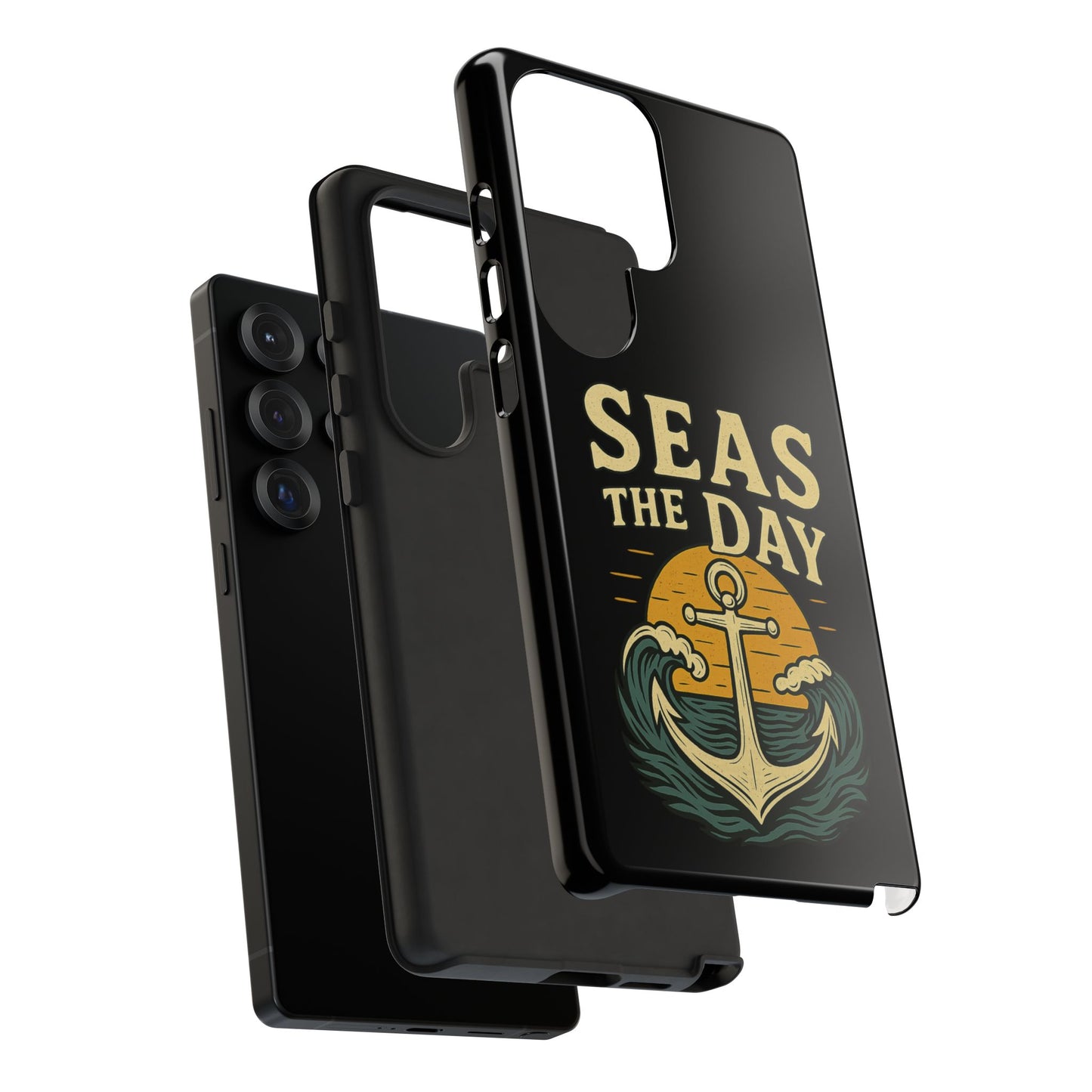 Seas the Day Samsung Case – Nautical Phone Case – Anchor Pun Gift – Ocean Lover Accessory – Motivational Phone Cover – Beach Vibes Case