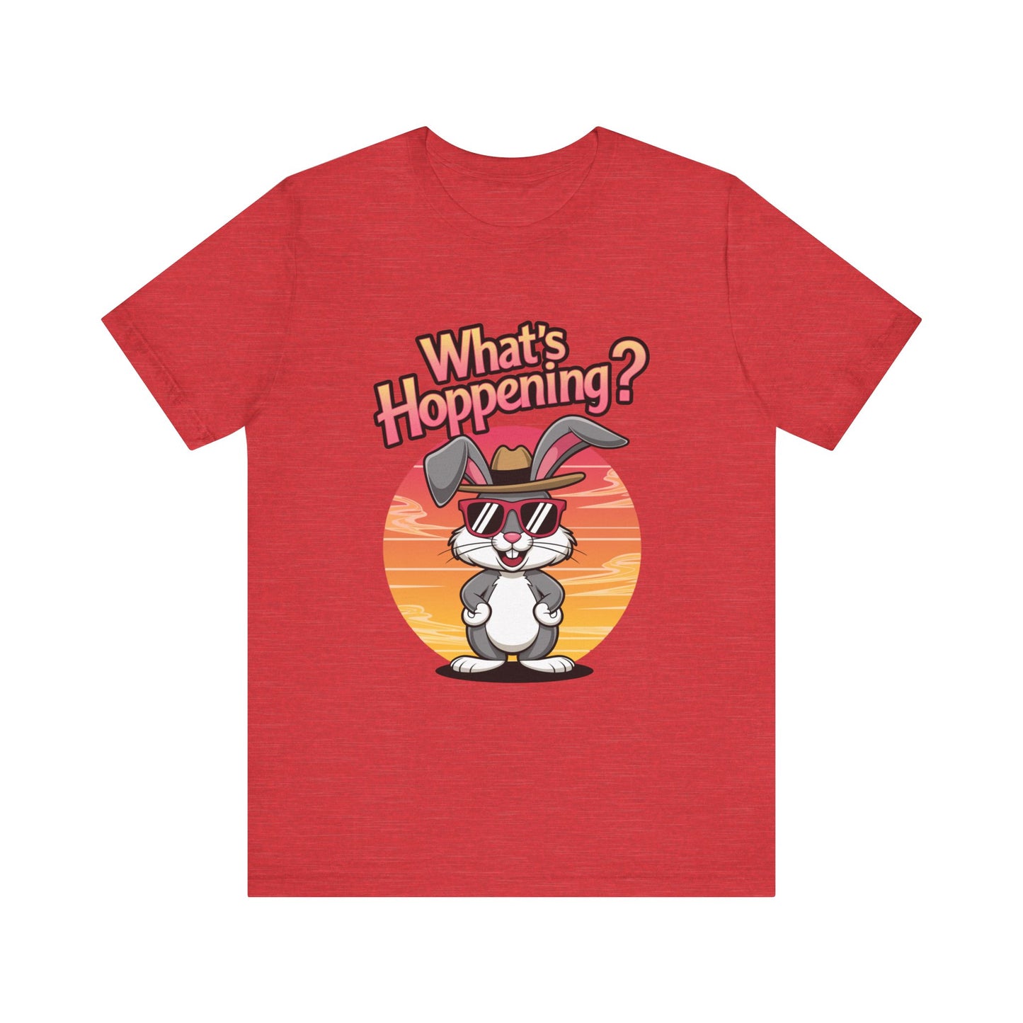 What’s Hoppening Funny Bunny Shirt – Cute Rabbit Pun T-Shirt – Sunset Graphic Tee for Animal Lovers, Easter, and Pun Enthusiasts