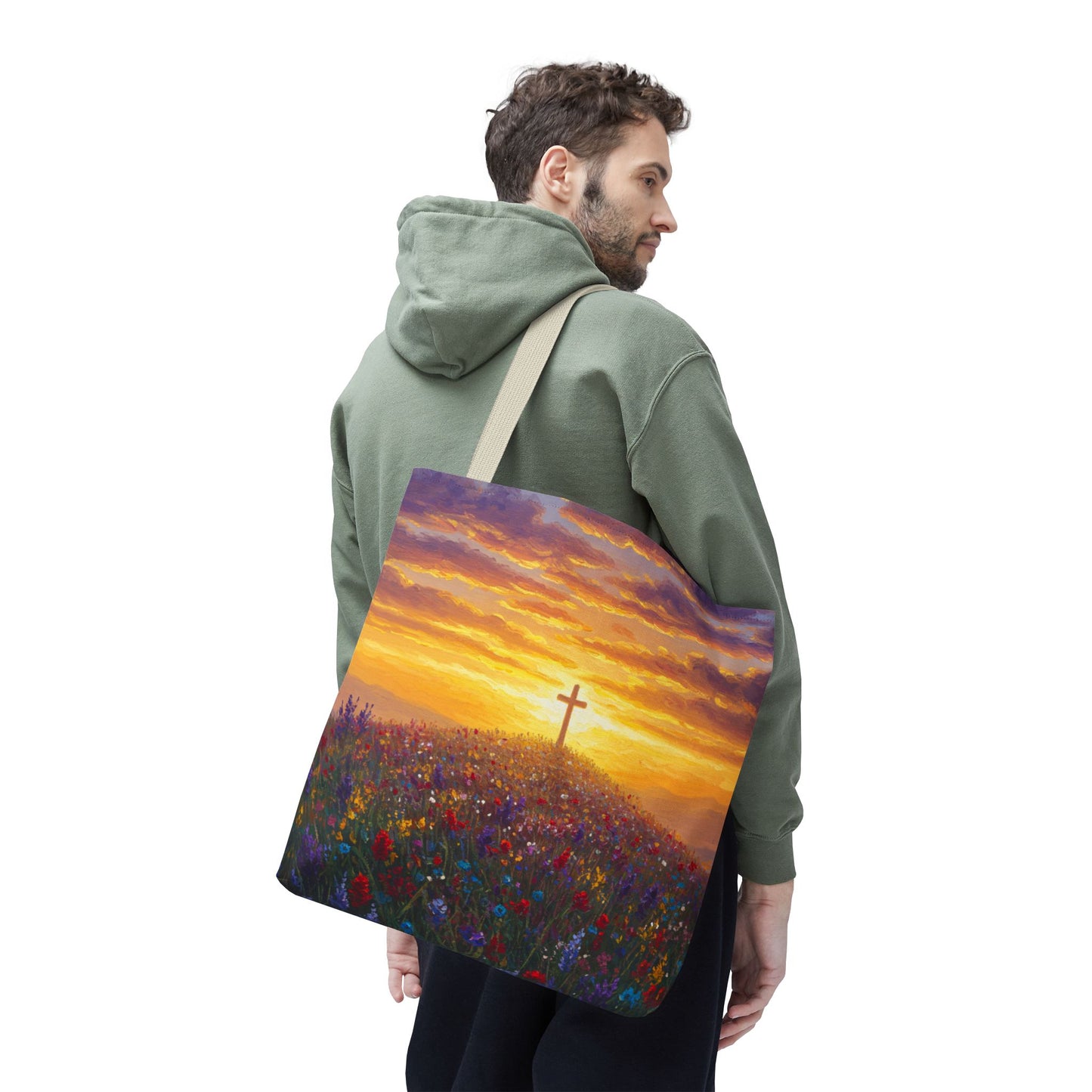 Cross Painted Tote Bag Christian Bag Inspirational Tote Spiritual Bag Religious Tote Bag