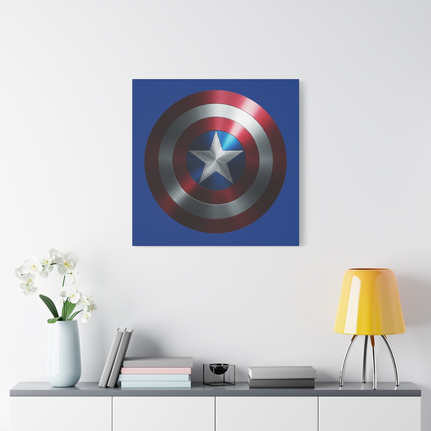 Superhero Shield Canvas Art - Stretched Matte Decor for Fans