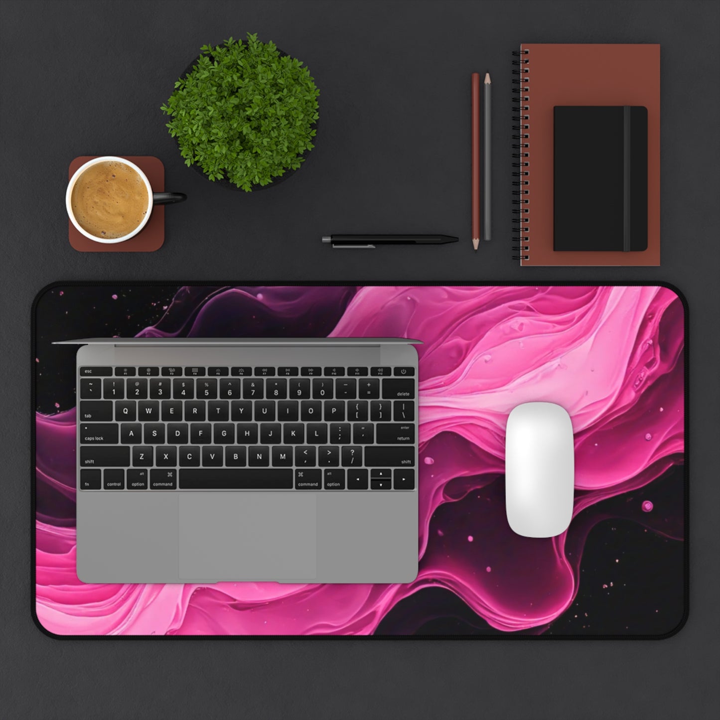 Elegant Pink Wave Desk Mat - Stylish Office Decor for Home & Workspaces