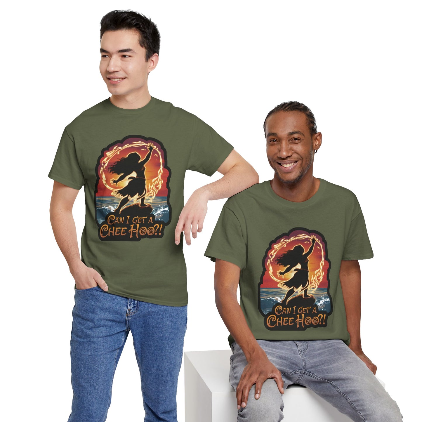 Can I Get a Chee Hoo Shirt – Hawaiian Island Vibes Tee – Hula Dancer Sunset Graphic T-Shirt – Polynesian Luau Party Unisex Top