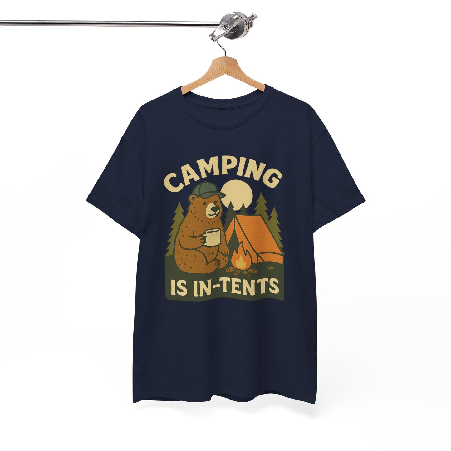 Camping Is In-Tents Funny Bear Camping Tee - Cute Outdoorsy Pun Shirt - Retro Campfire Graphic, Nature Lover Gift, Unisex Adventure Apparel