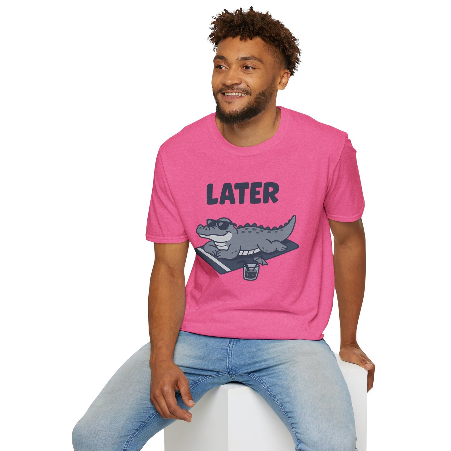 Later Gator Lounge Graphic Tee - Funny Alligator T-Shirt, Summer Vacation Humor, Cute Animal Tee, Relax Gift for Him and Her