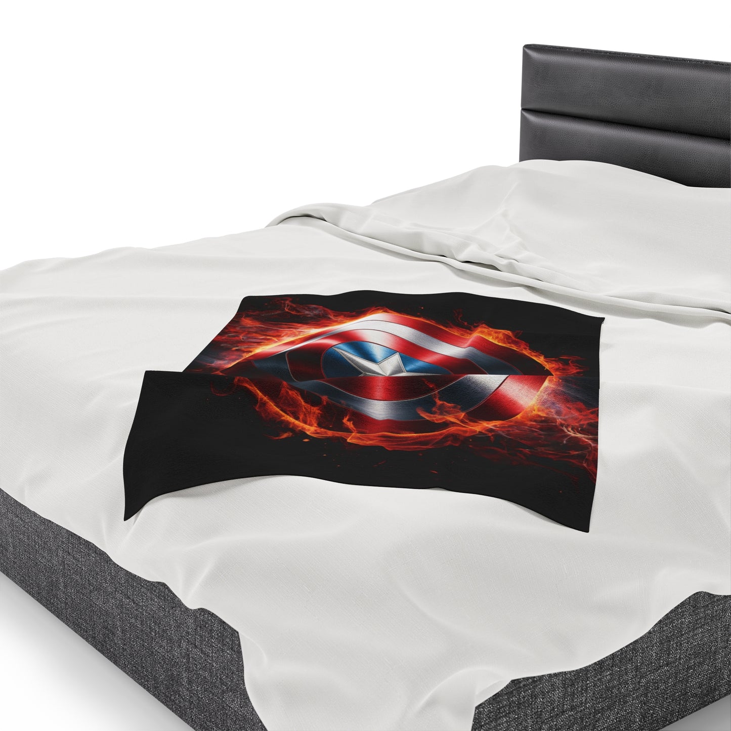 Plush Blanket Shield Flames Design