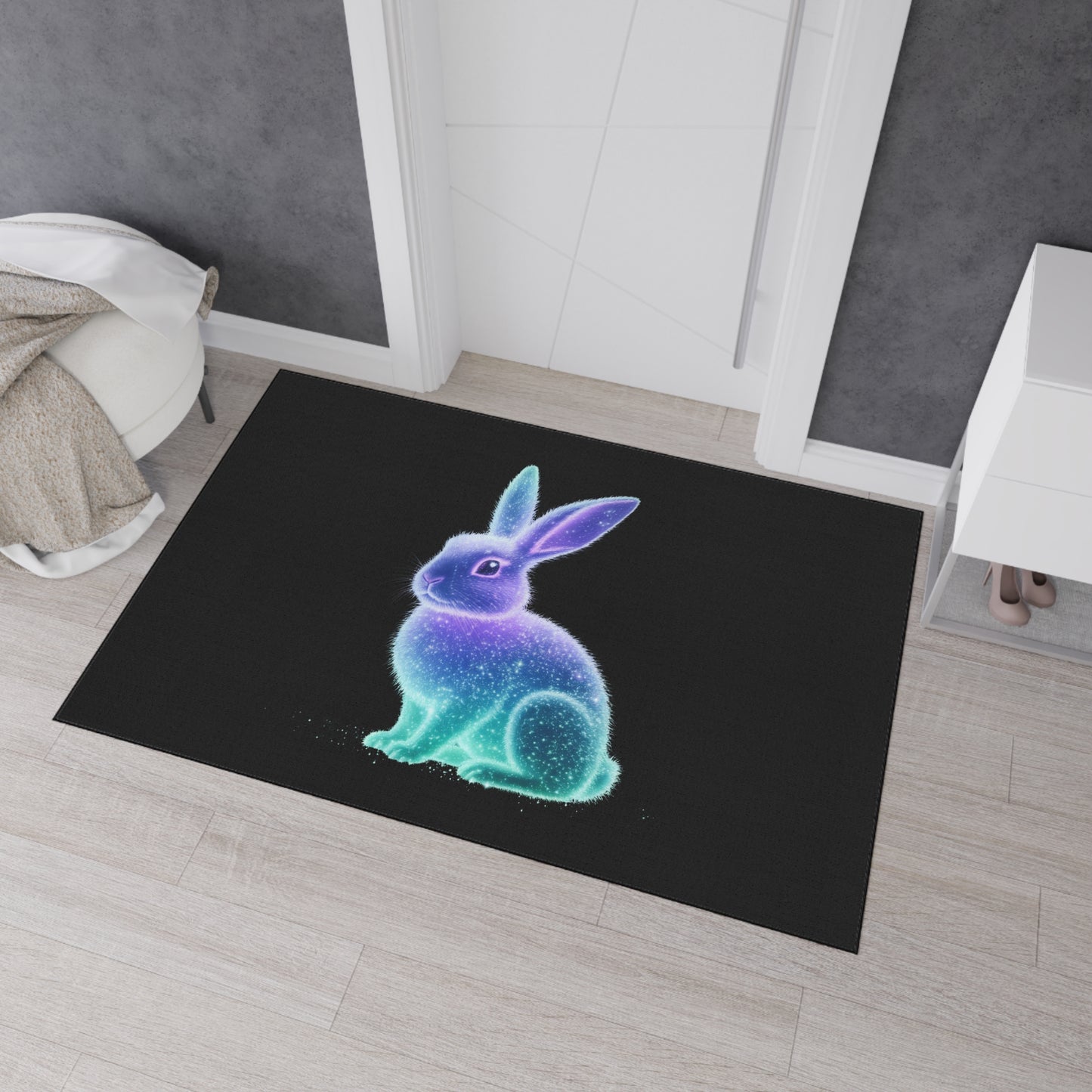 Floor Mat Bioluminescent Easter Bunny Welcome Mat Bunny Door Mat