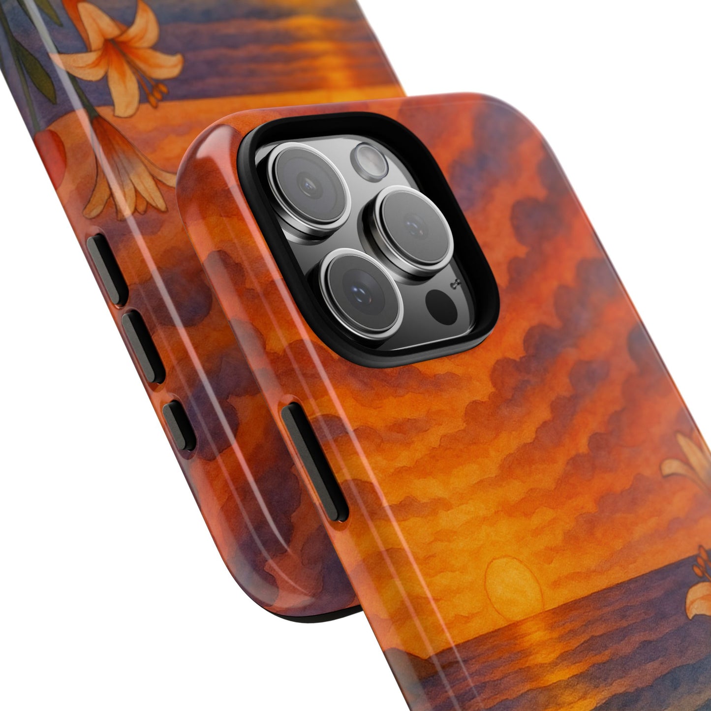 iPhone Case - Floral Ocean Sunset Watercolor Tough Case Nautical Phone Case Beach iPhone Case Ocean Sunset Theme