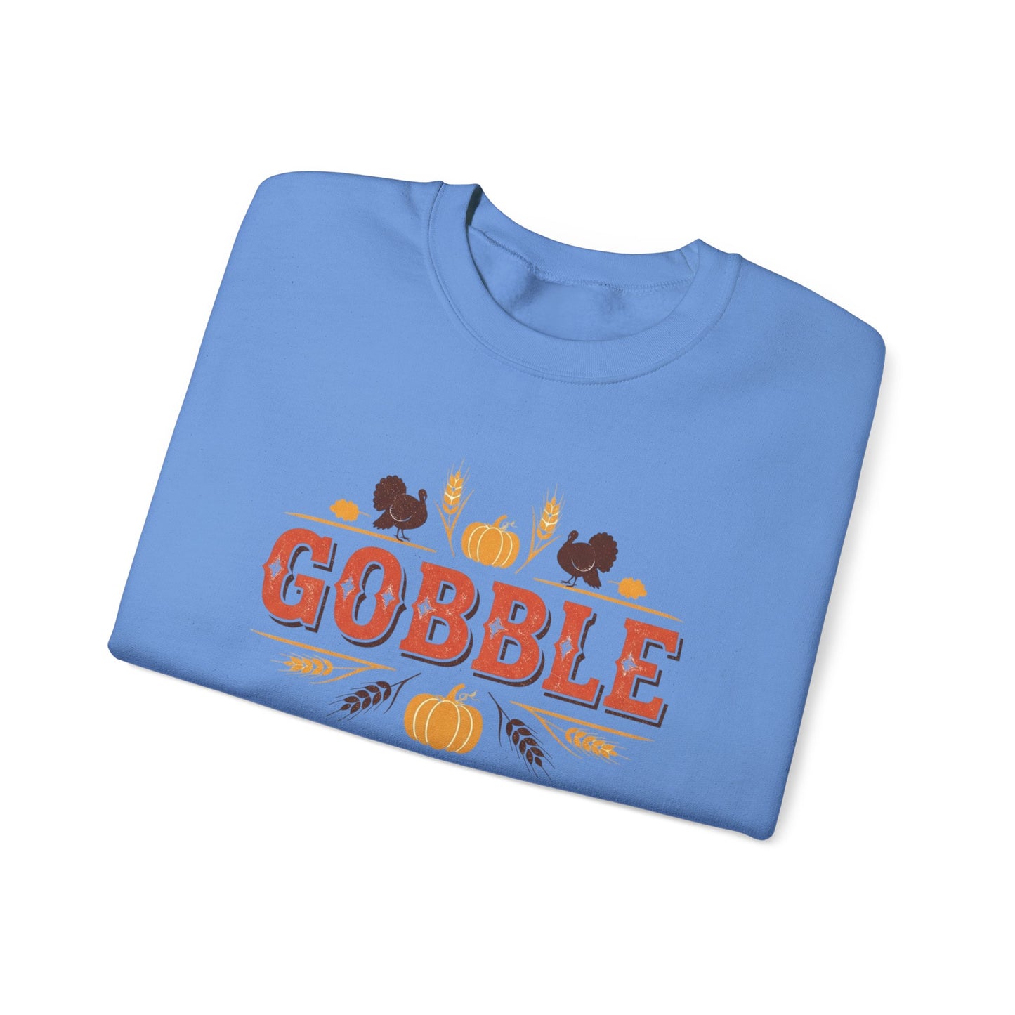 Gobble Thanksgiving Sweatshirt, Fall Pumpkin Turkey Shirt, Cozy Autumn Crewneck, Cute Gobble Pullover, Thanksgiving Dinner Outfit