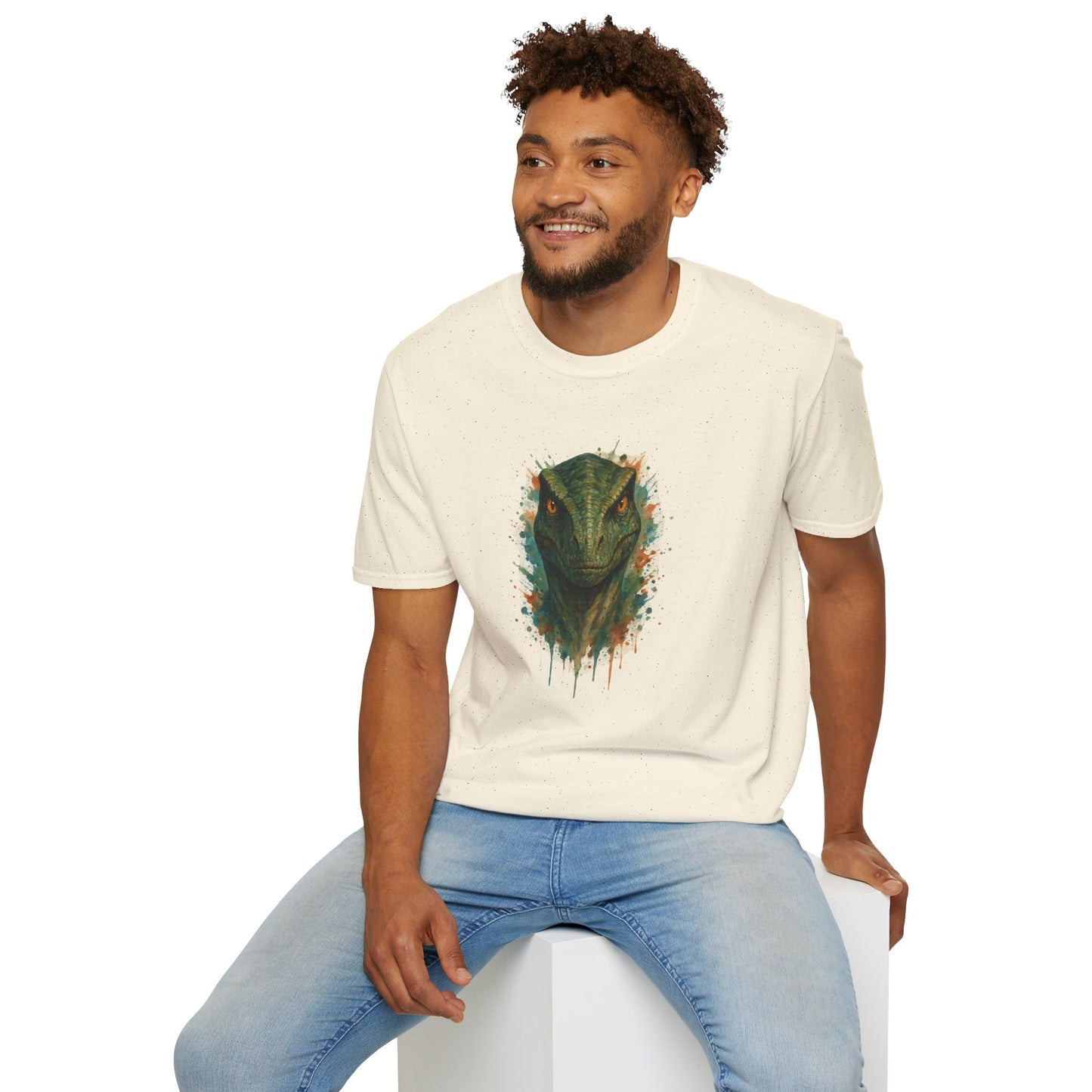 Watercolor Velociraptor T-Shirt | Dinosaur Lover Gift | Artistic Paleo Tee - Unique Dino Art Tee for Men Women Jurassic Apparel