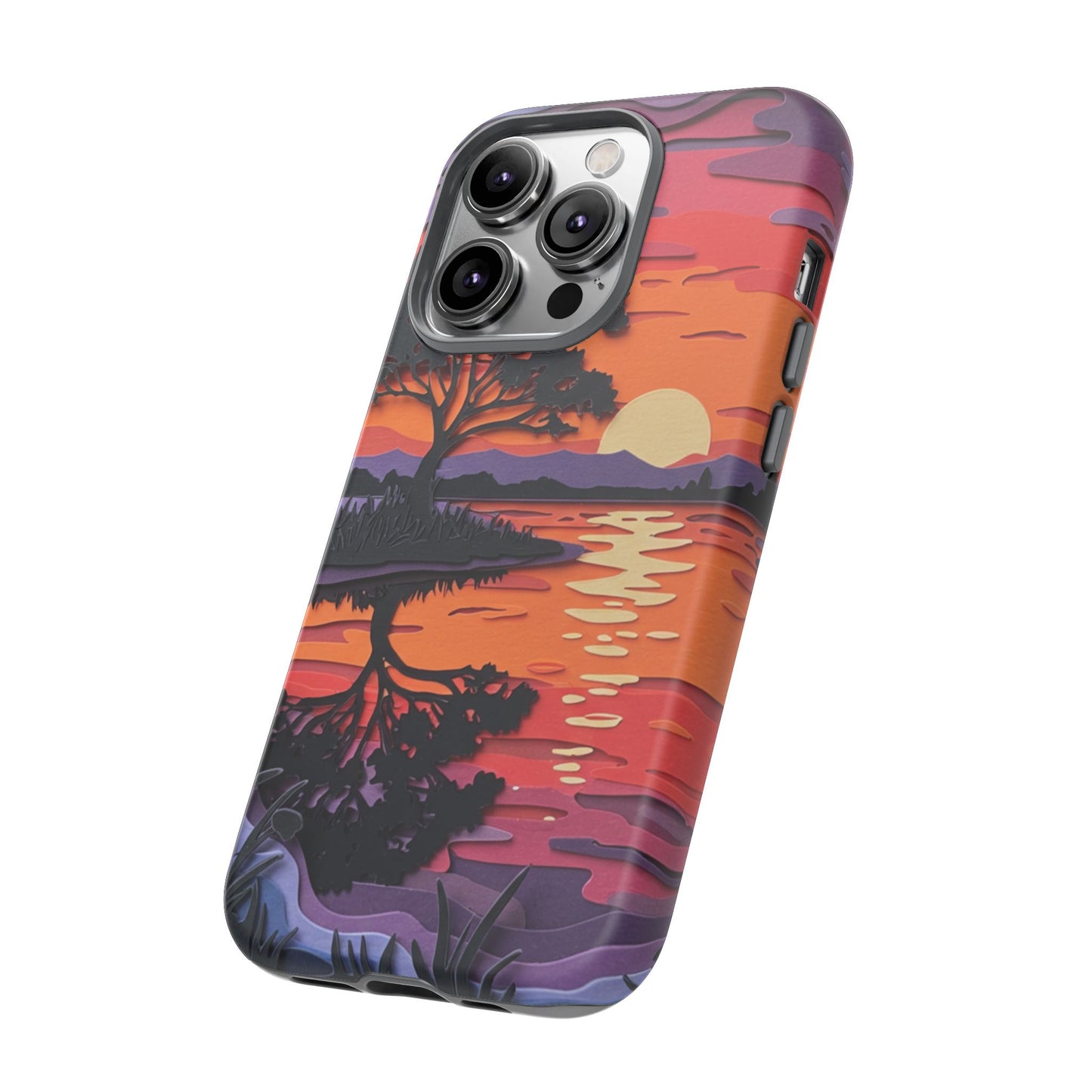 iPhone Case - Colorful Paper Art Sunset Design