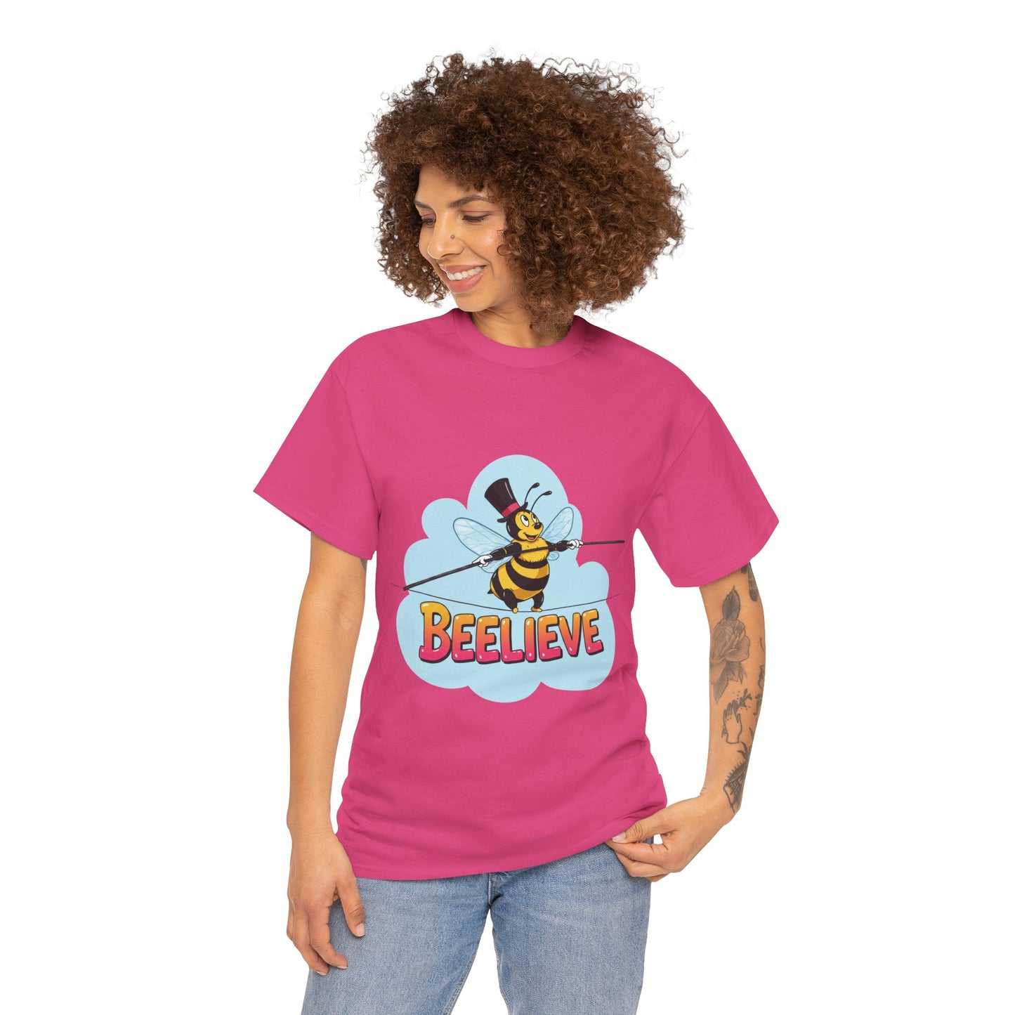 “Beelieve” Bee Pun T‑Shirt | Cute Bee Graphic Tee | Inspirational Pun Shirt | Funny Nature Lover Gift | Bee Belief Positive Vibes Tee