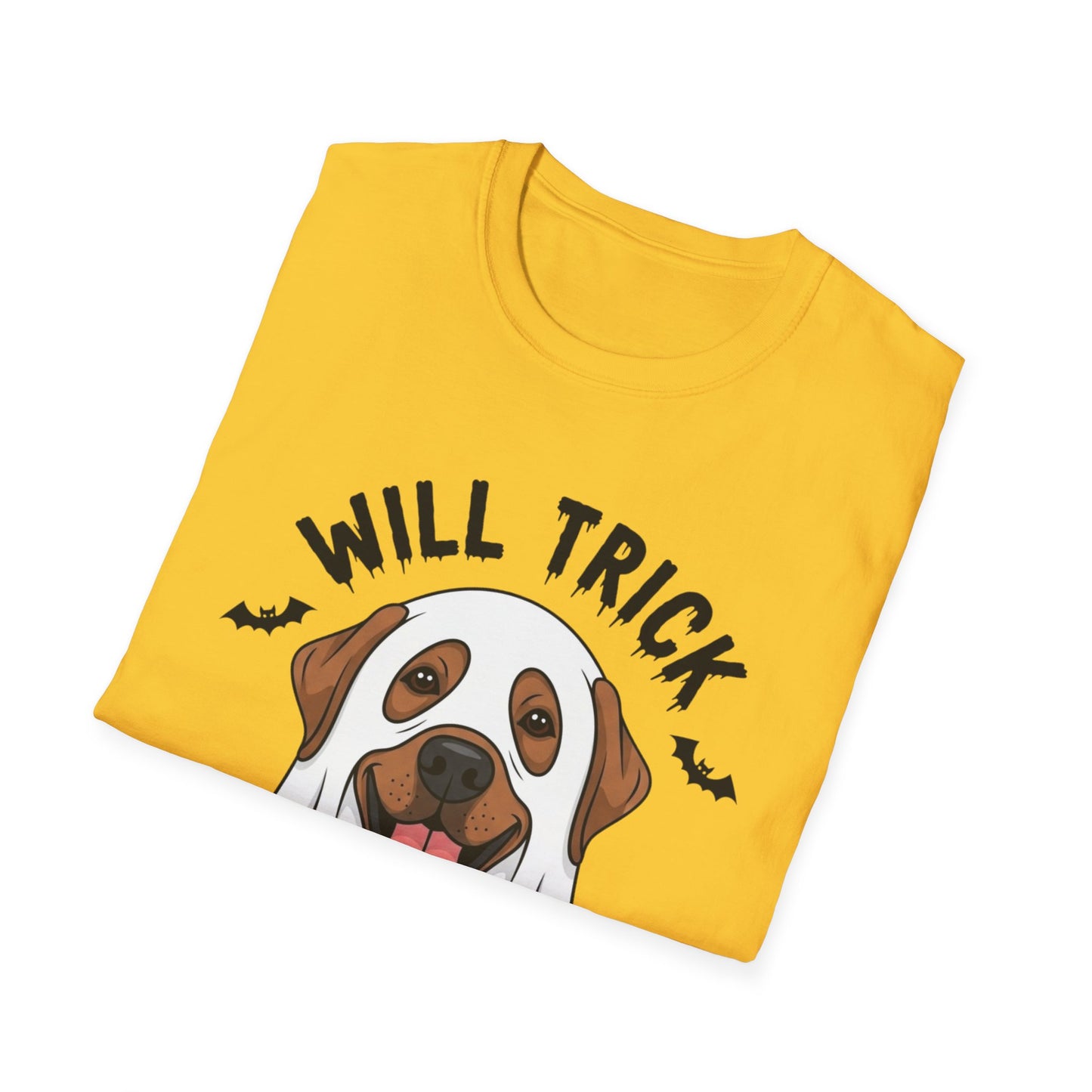 Will Trick for Treat Ghost Dog Halloween T-Shirt | Funny Spooky Dog Tee | Trick or Treat Pup Graphic Tee | Cute Fall Gift for Dog Lovers