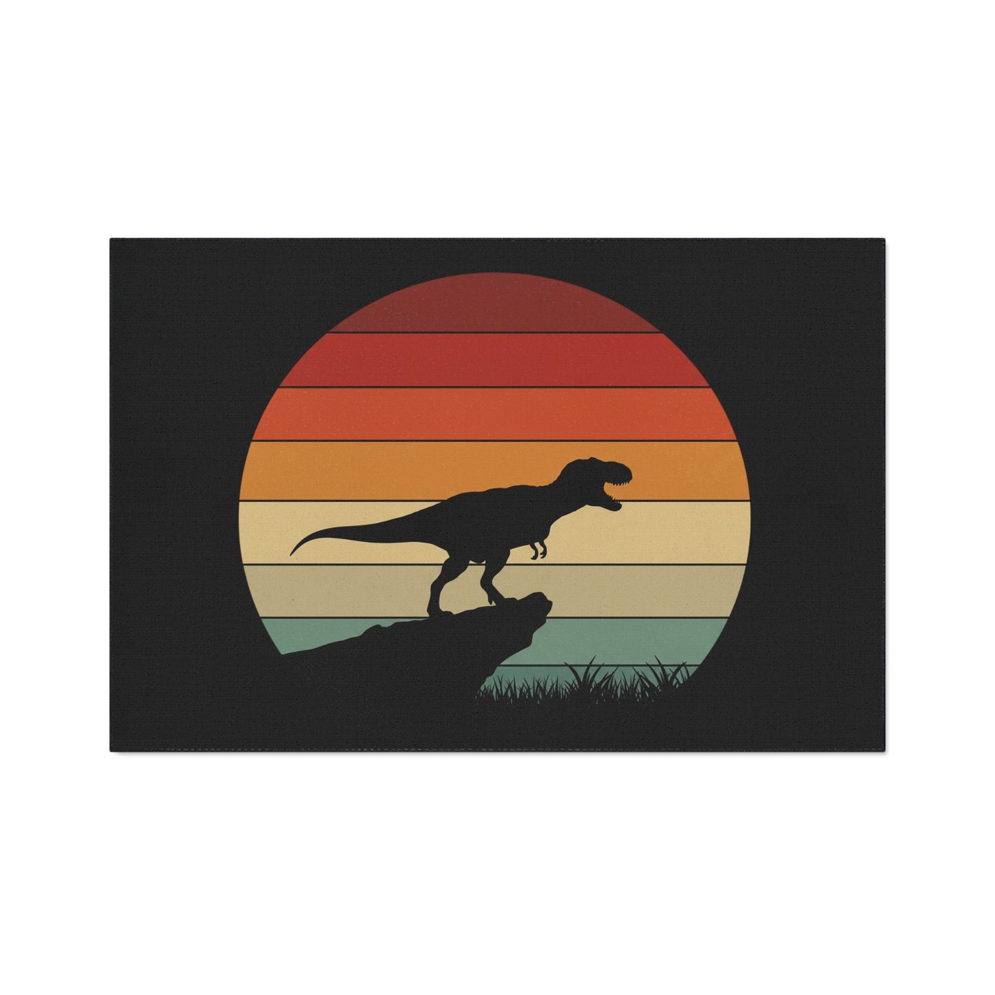 Retro T-Rex Sunset Floor Mat | Heavy Duty Playroom Rug - Non-Slip Dinosaur Entrance Mat for Kids Room, Home, Nursery Decor