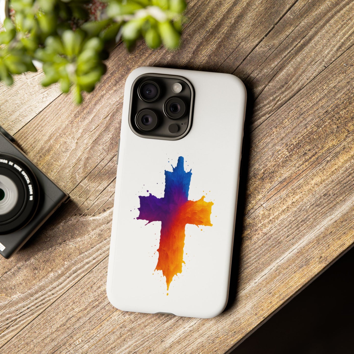 Christian iPhone Case – Watercolor Cross Phone Cover, Faith Gift for Her or Him, Inspirational iPhone Accessory