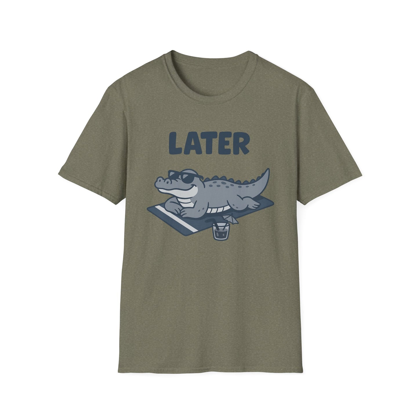 Later Gator Lounge Graphic Tee - Funny Alligator T-Shirt, Summer Vacation Humor, Cute Animal Tee, Relax Gift for Him and Her