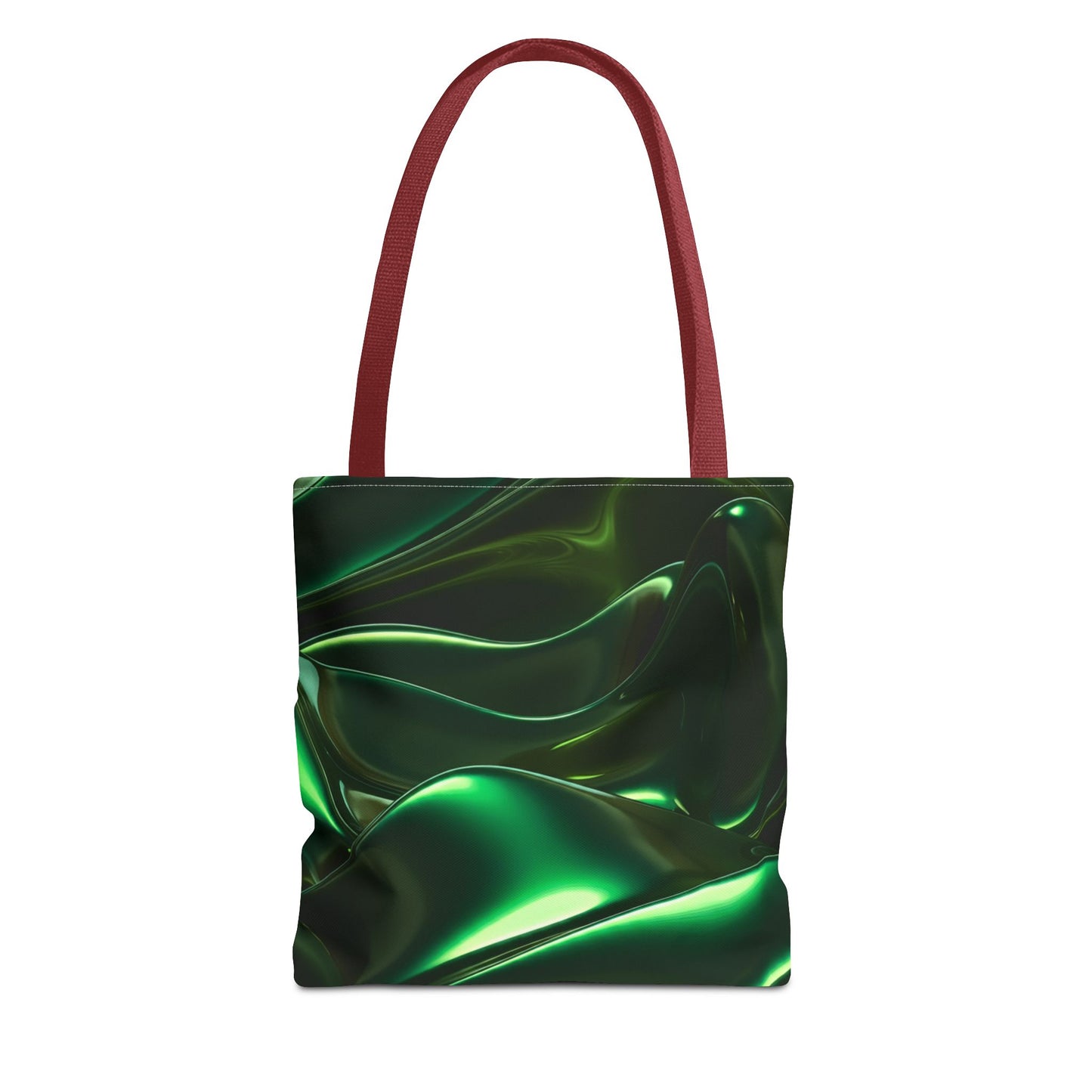 Futuristic Green Tote Bag - Abstract Metallic Wave Art Tote - Glossy Cyber Aesthetic Bag, Techwear Vibes, Edgy Gamer Gift, Trendy Street Style