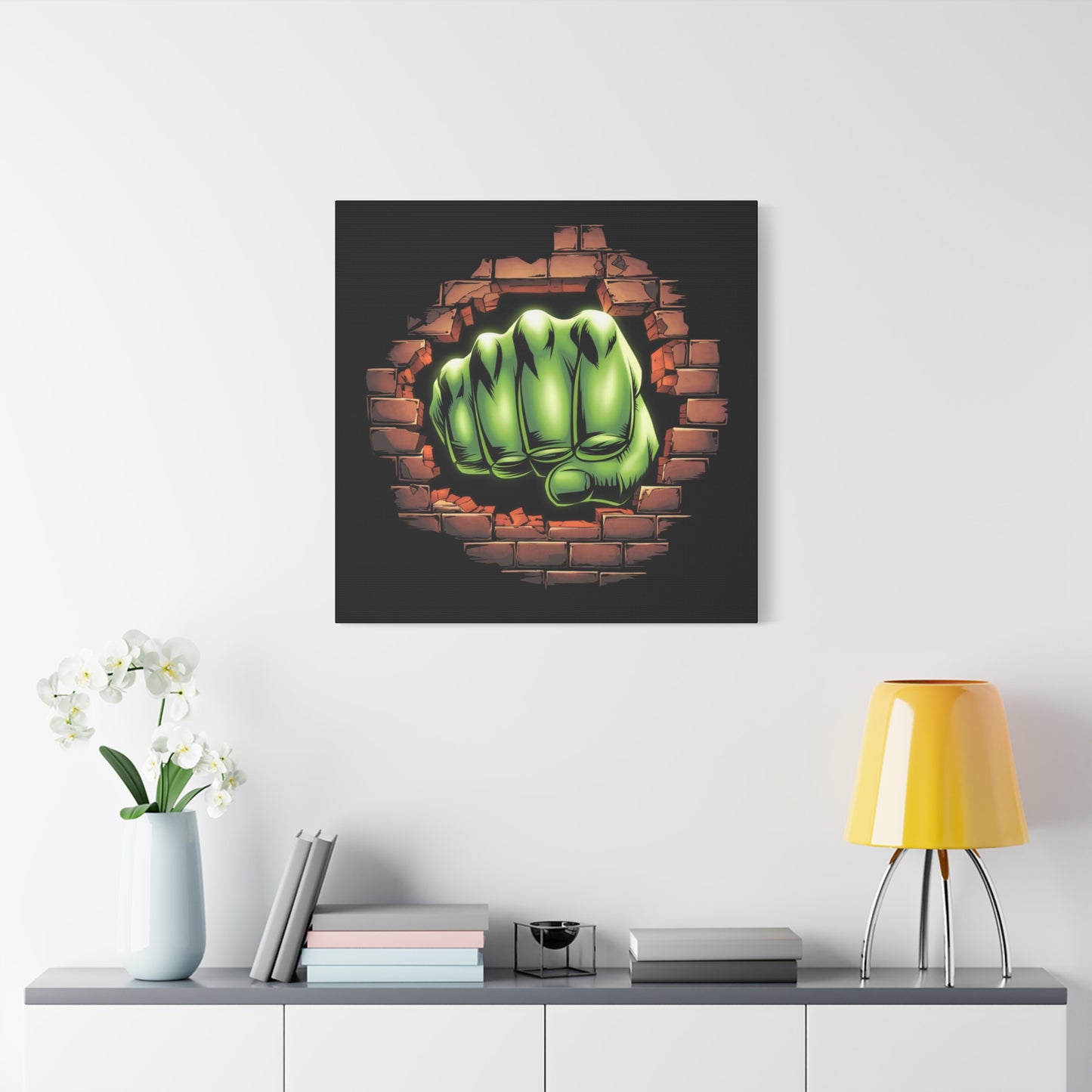 Wall Canvas Green Fist Smashing Design, Wall Art, Comic Canvas