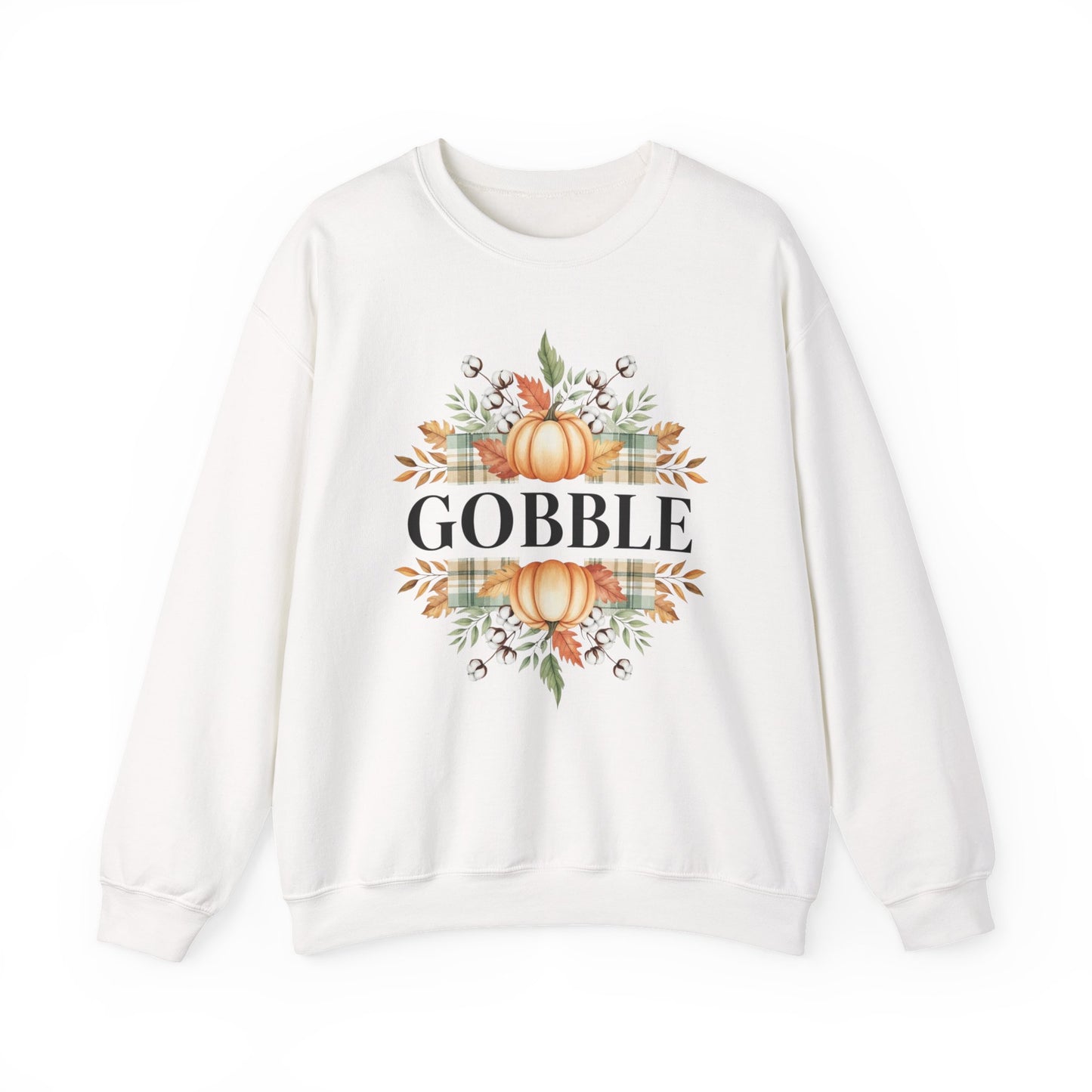 Gobble Turkey Sweatshirt, Thanksgiving Gobble Crewneck, Autumn Pumpkin Leaves Pullover, Fall Graphic Sweatshirt, Cozy Turkey Shirt