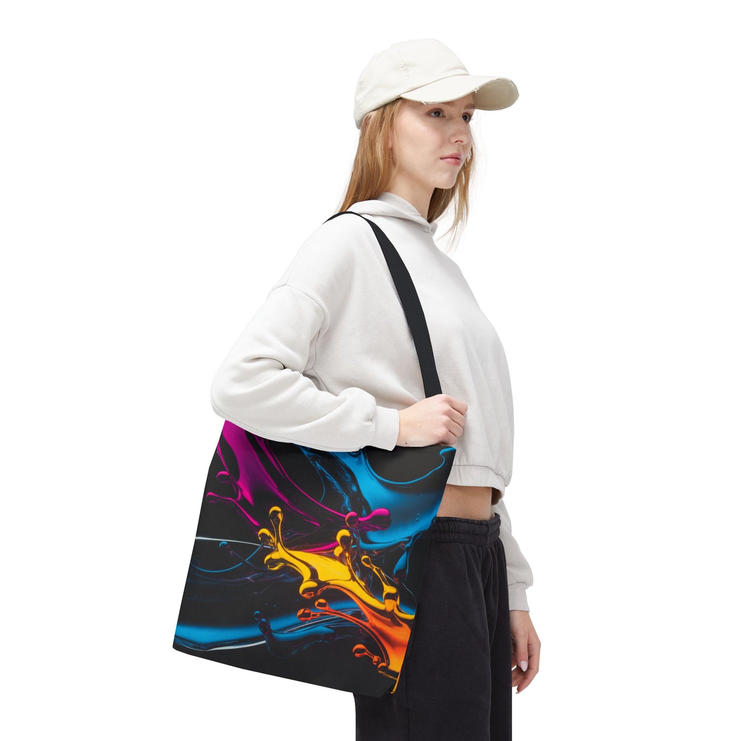 Abstract Neon Splash Tote Bag, Vibrant Colorful Art Bag, Reusable Shopping Bag, Modern Everyday Carryall, Bright Aesthetic Gift For Her