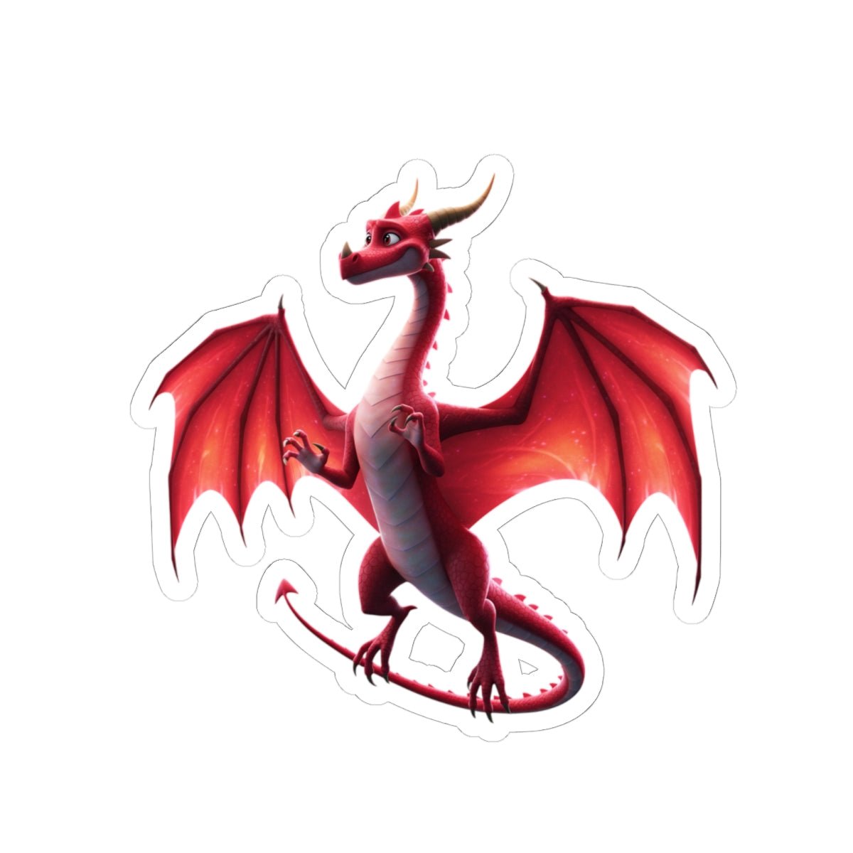 Red Dragon Vinyl Kiss-Cut Sticker - Waterproof Fantasy Decal for Laptops, Planners, Skateboards | Cute Mythical Creature Gift with Gloss