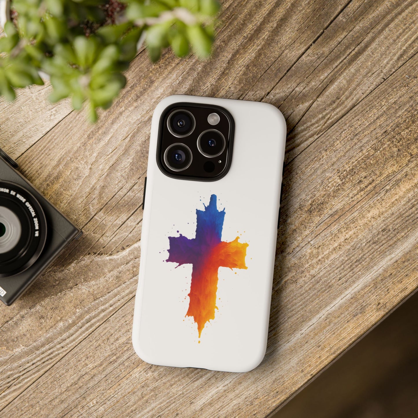 Christian iPhone Case – Watercolor Cross Phone Cover, Faith Gift for Her or Him, Inspirational iPhone Accessory