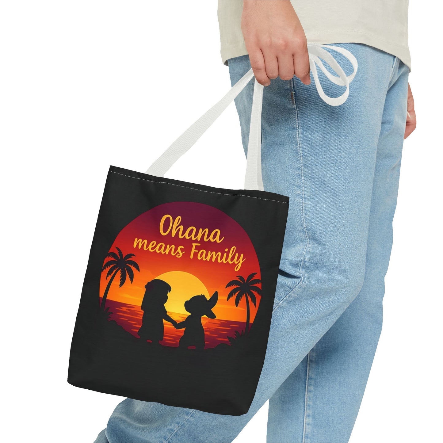 Ohana Means Family Tote Bag – Lilo and Stitch Inspired Bag, Hawaiian Quote, Disney Aesthetic Gift, Reusable Grocery or Beach Bag