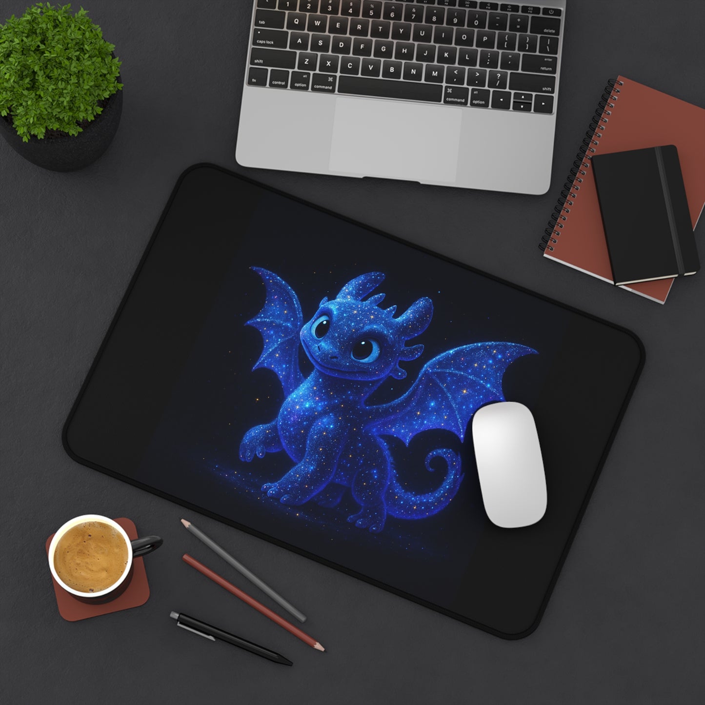 Galaxy Dragon Desk Mat | Cute Fantasy XL Mouse Pad | Kawaii Gaming Mat | Celestial Desk Decor | Gift for Gamers & Dragon Lovers