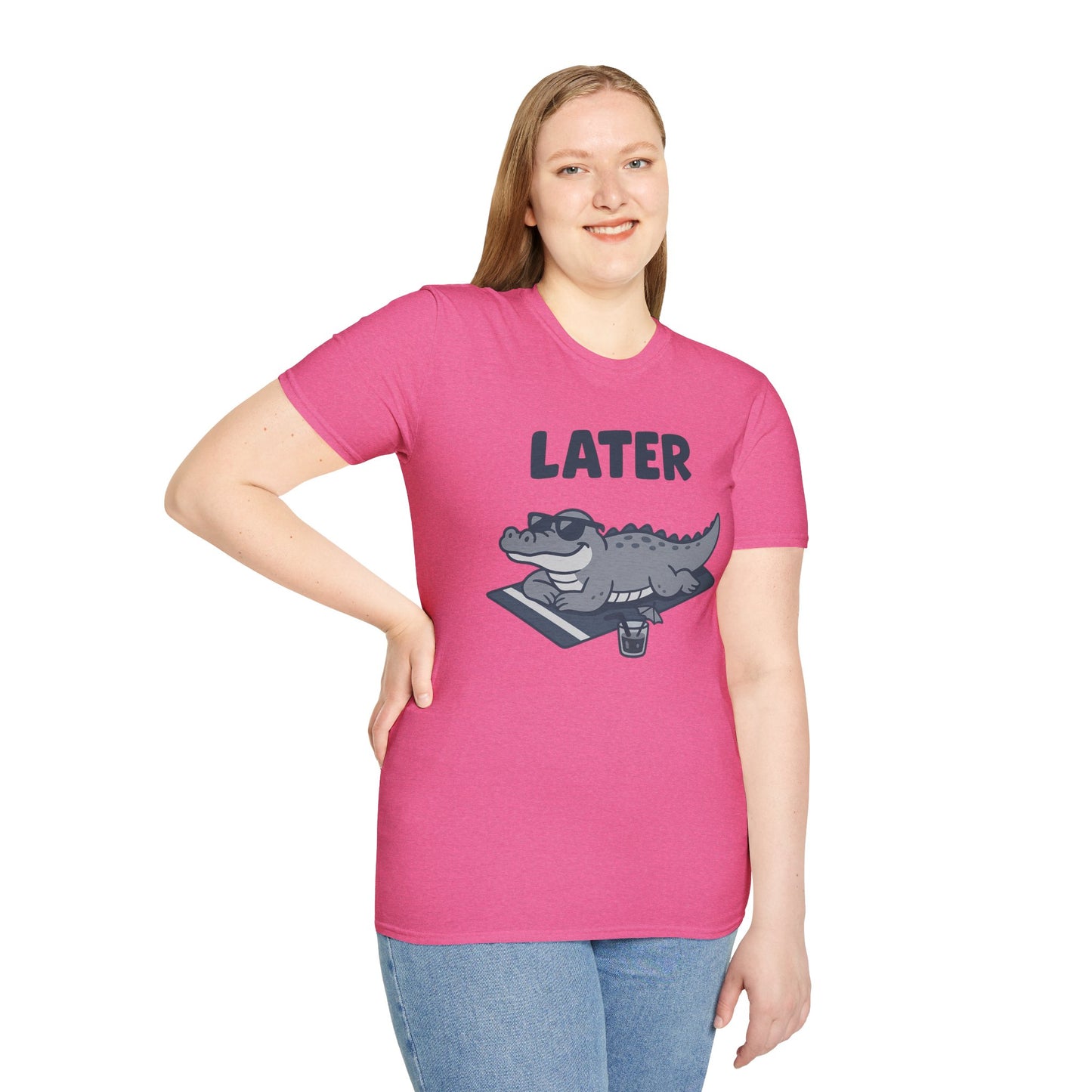 Later Gator Lounge Graphic Tee - Funny Alligator T-Shirt, Summer Vacation Humor, Cute Animal Tee, Relax Gift for Him and Her